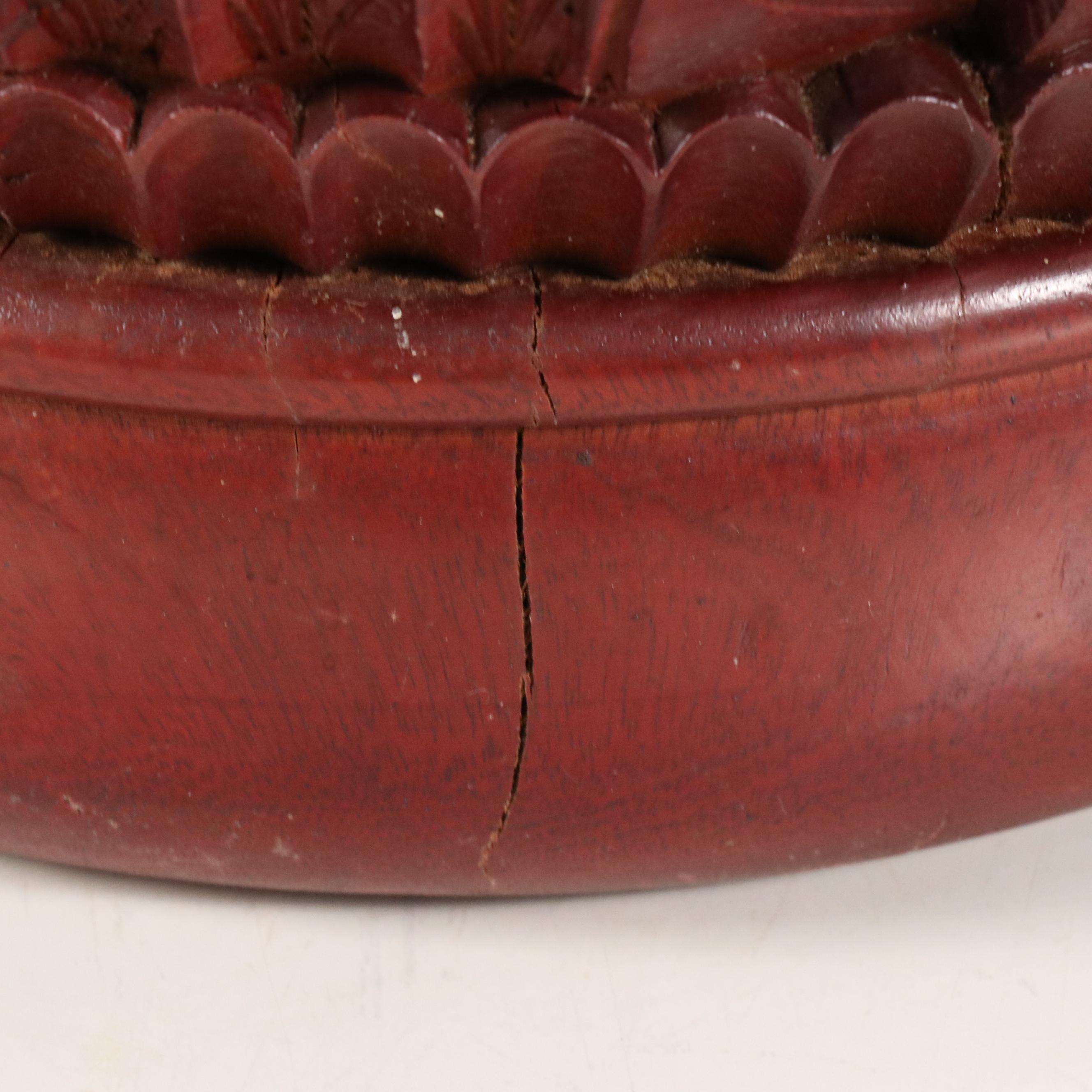 Chinese Style Red Dragon Lacquered Wood Jar