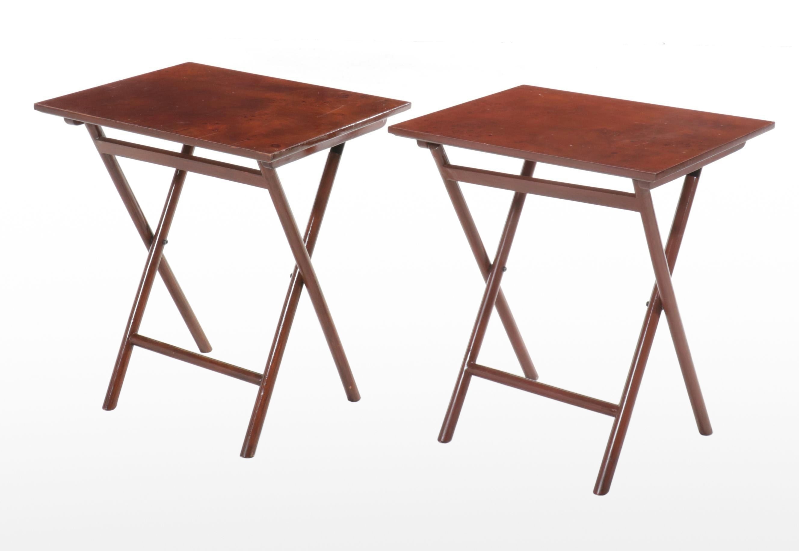 Frontgate Contemporary Mahogany Finish Wooden Folding Tables