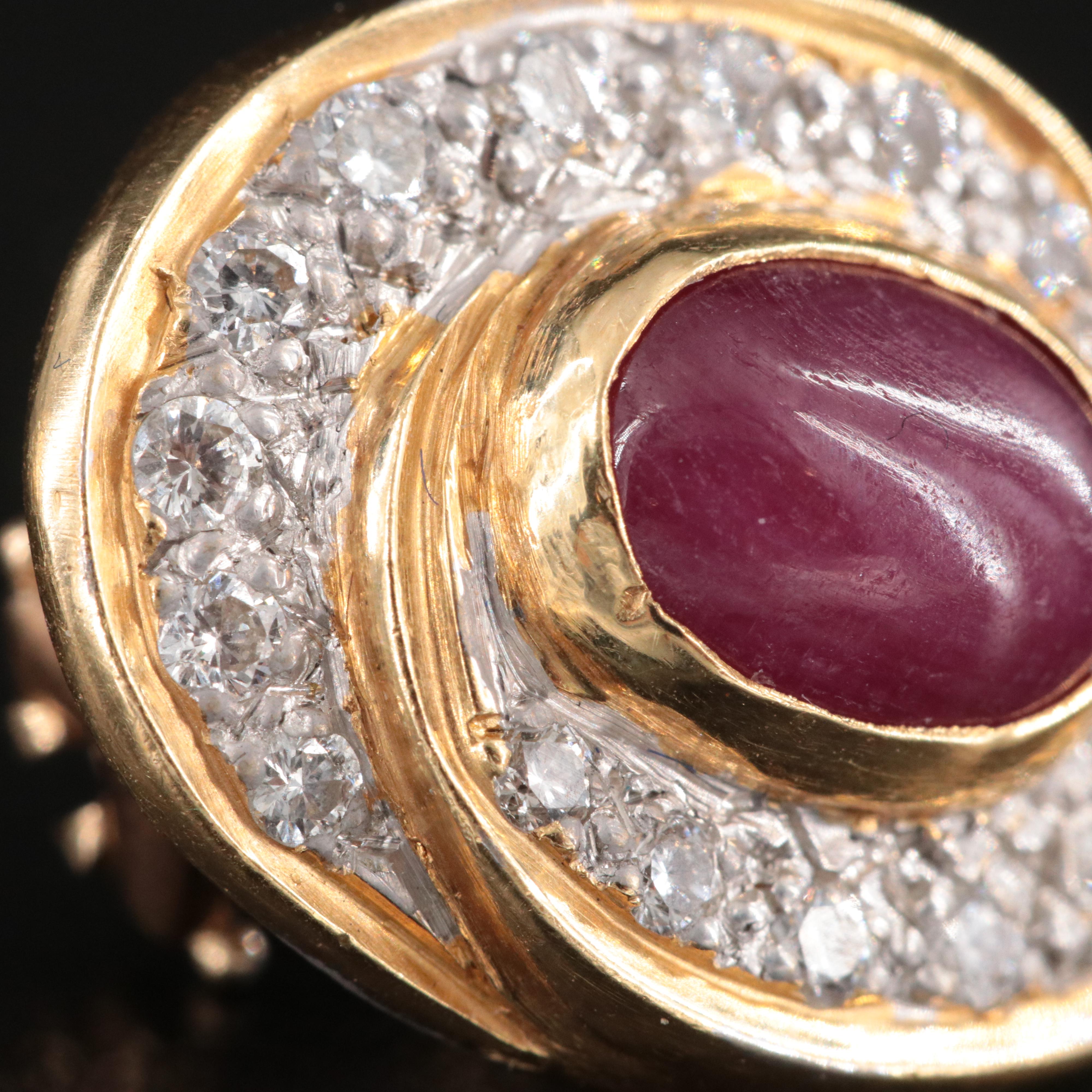 18K Ruby and Diamond Earrings