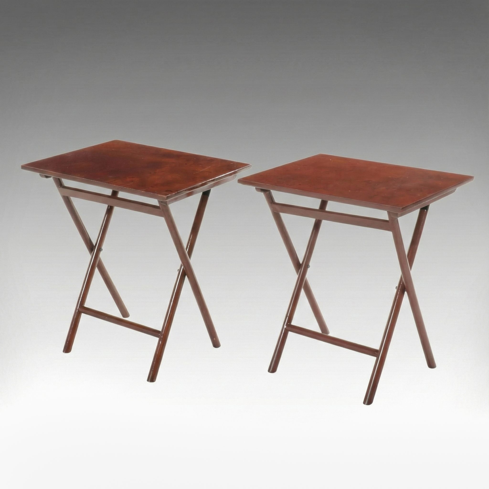 Frontgate Contemporary Mahogany Finish Wooden Folding Tables