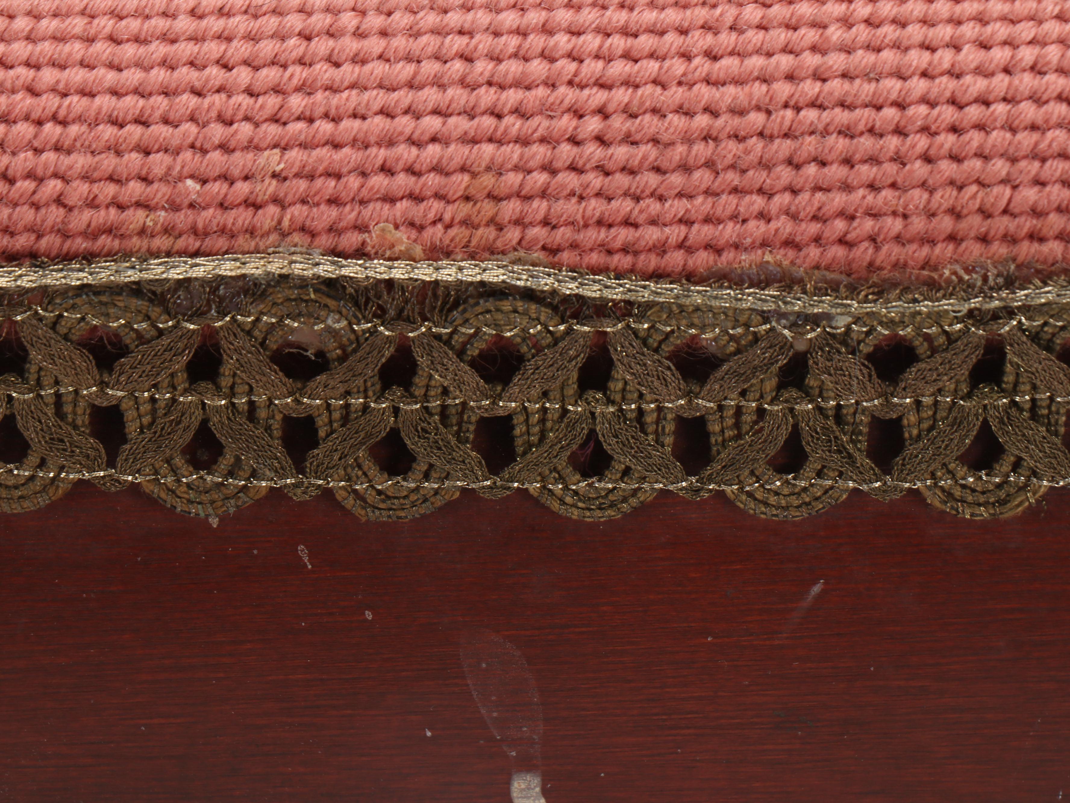 Cabriole Leg Needlepoint Floral Footrest