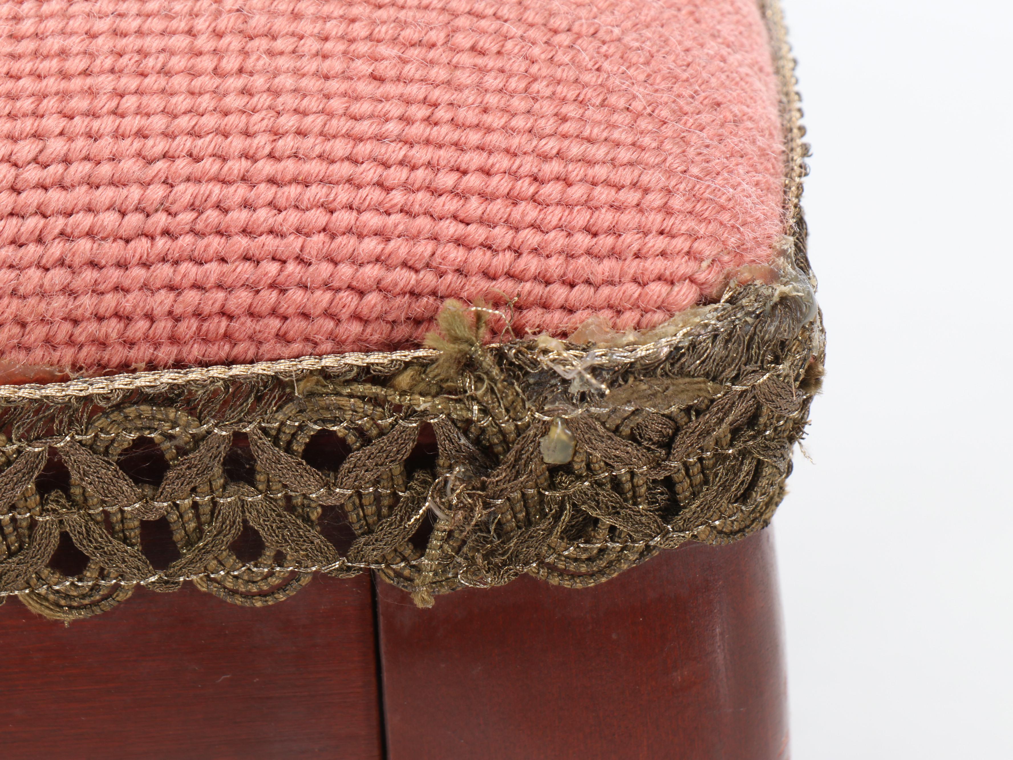 Cabriole Leg Needlepoint Floral Footrest