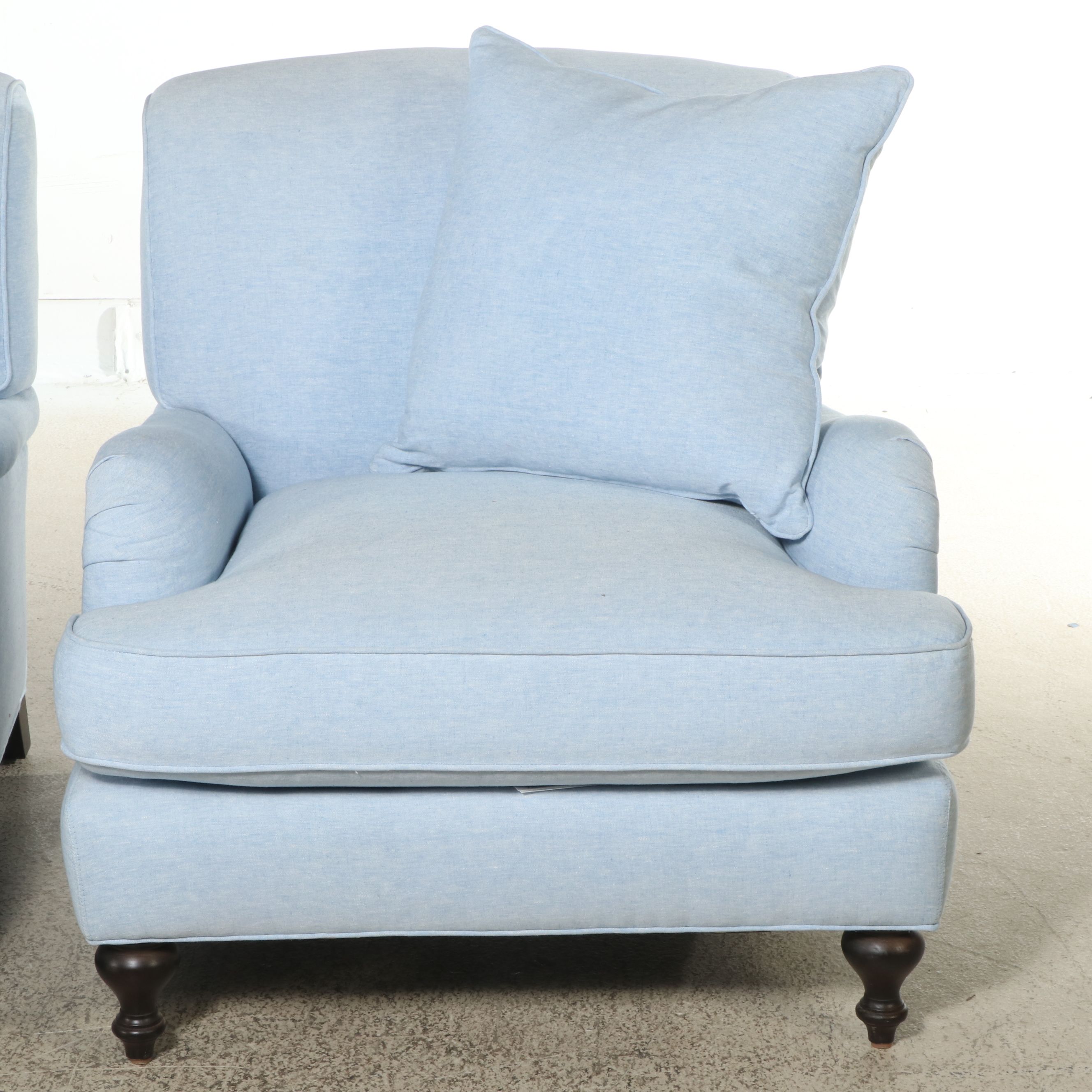 Pair of Lee Industries "Serena & Lily" Powder Blue Armchairs