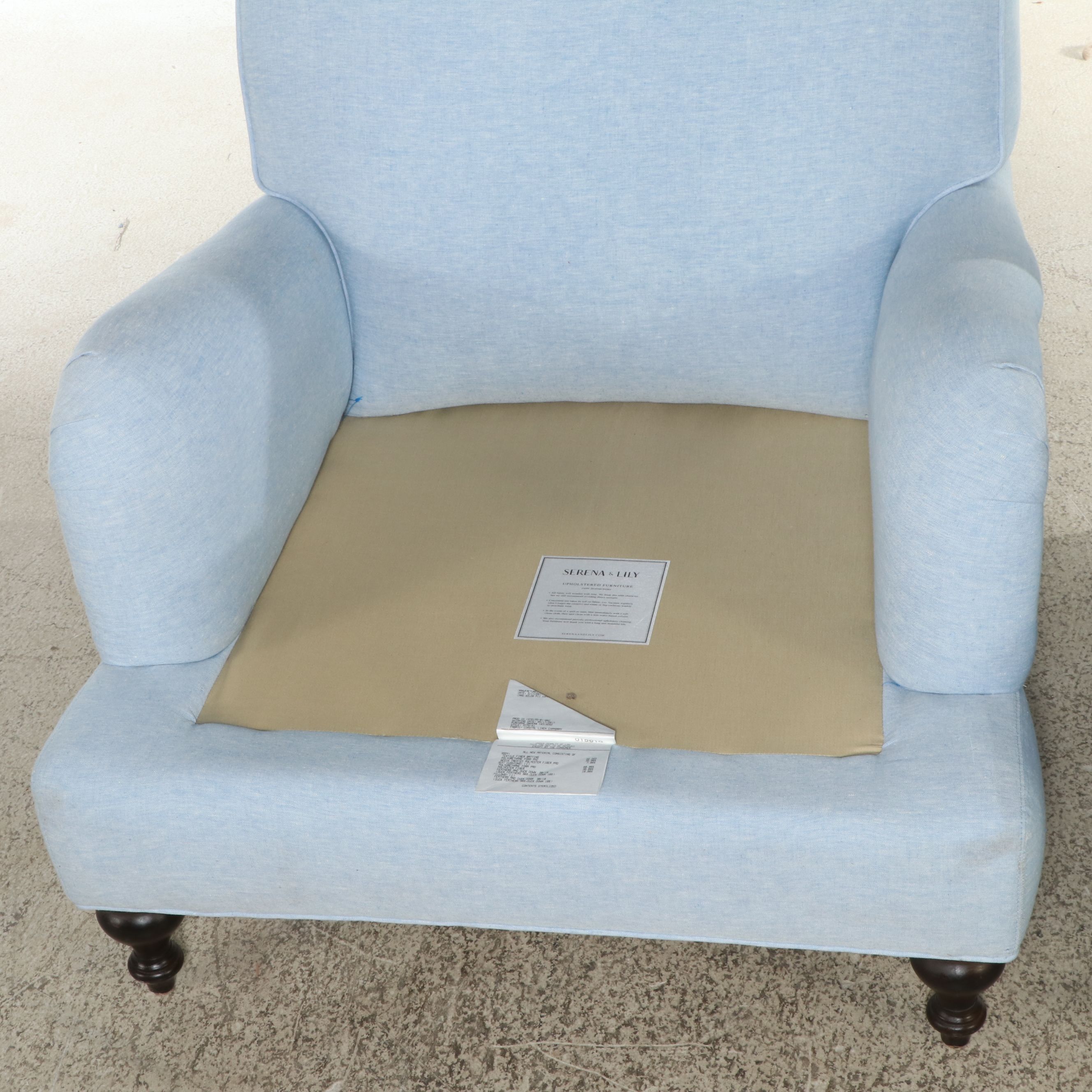 Pair of Lee Industries "Serena & Lily" Powder Blue Armchairs