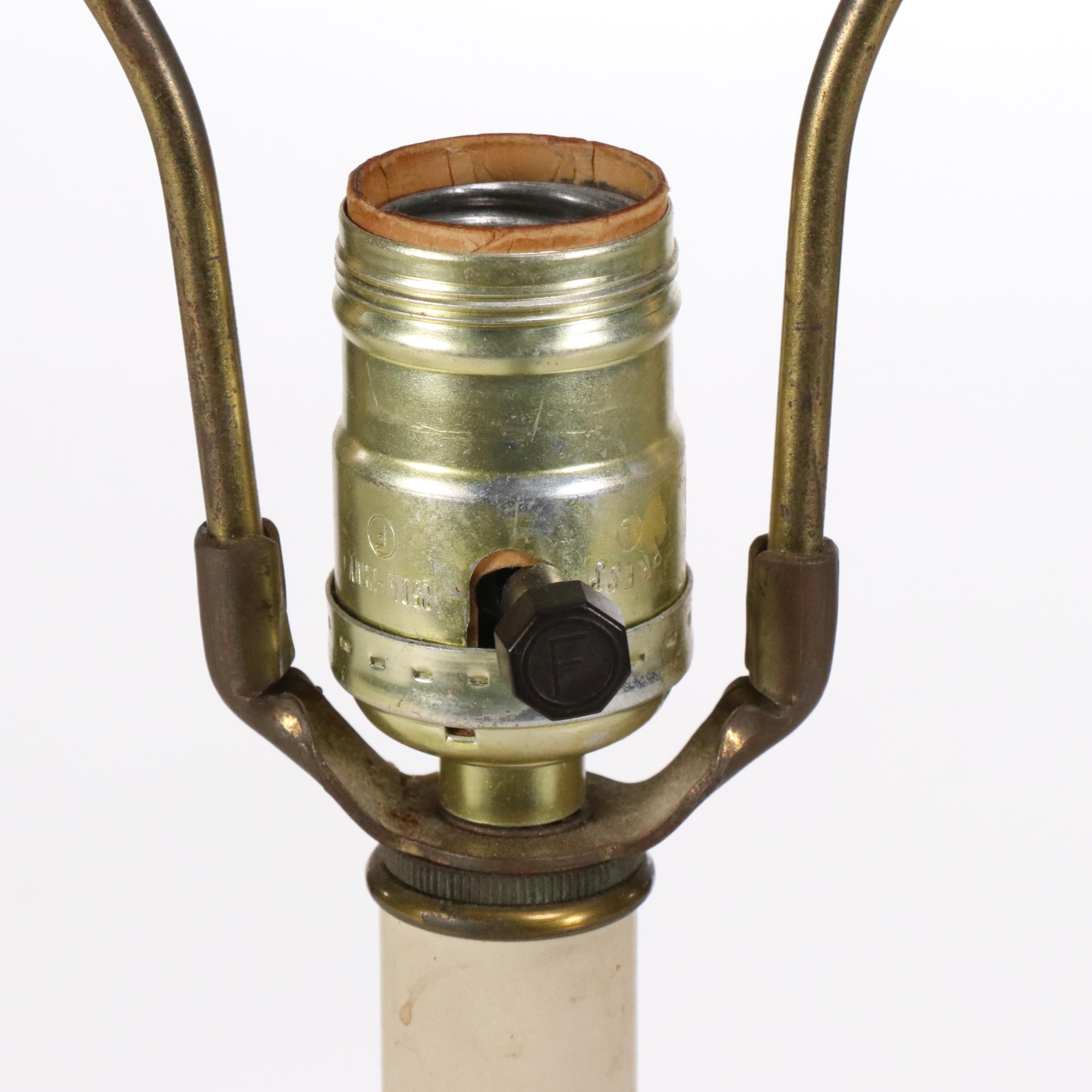 Floral Gilt Porcelain Candlestick Table Lamp