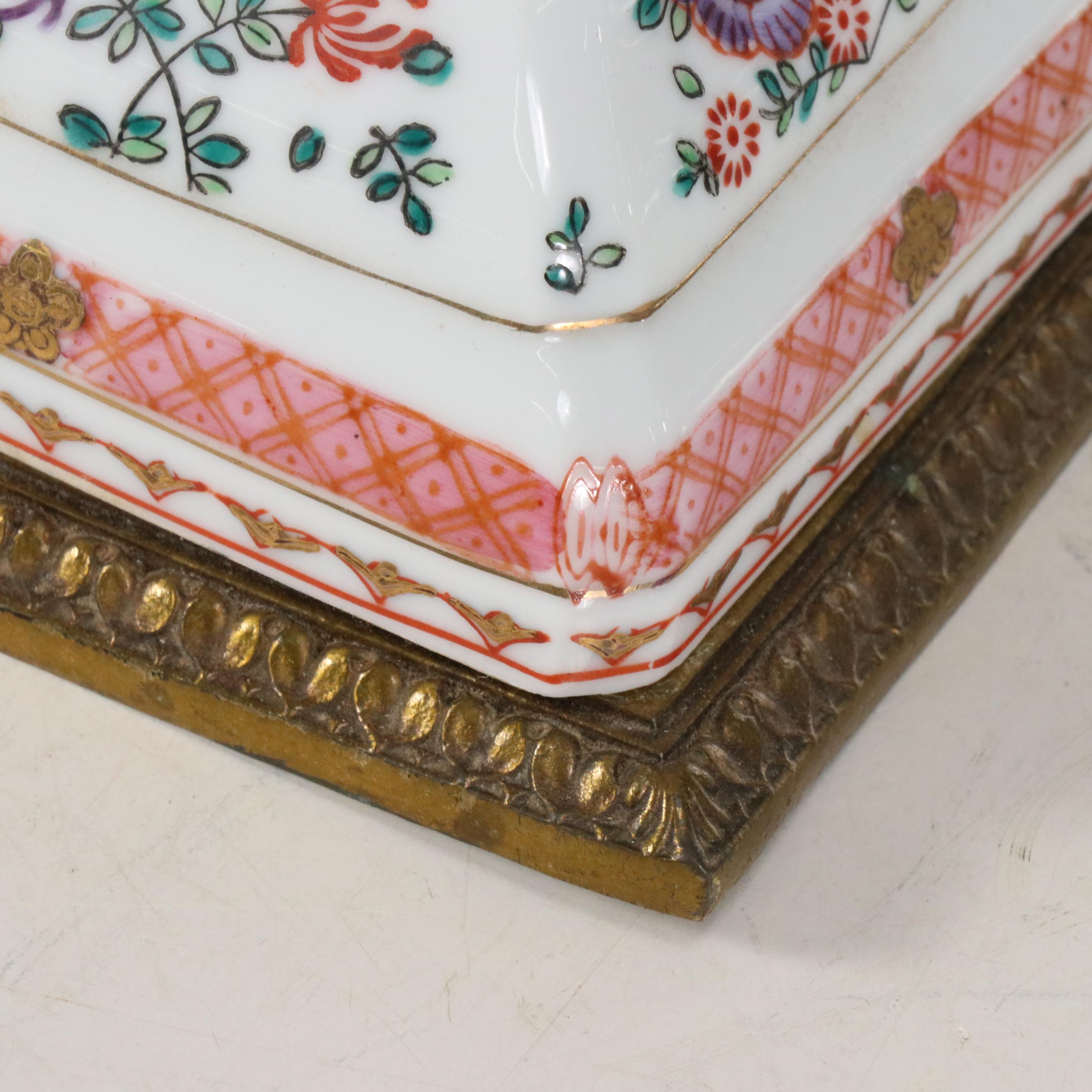 Floral Gilt Porcelain Candlestick Table Lamp