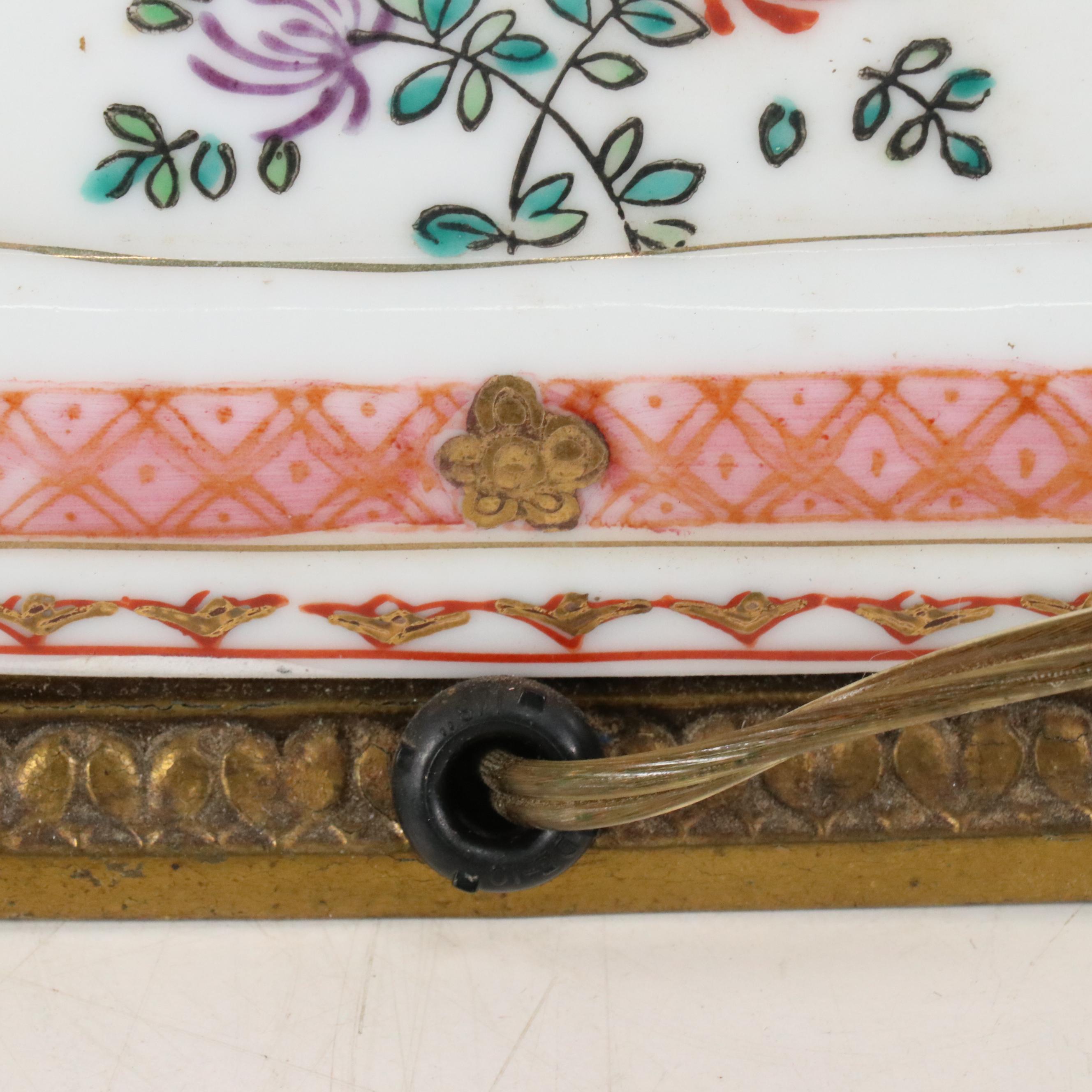 Floral Gilt Porcelain Candlestick Table Lamp