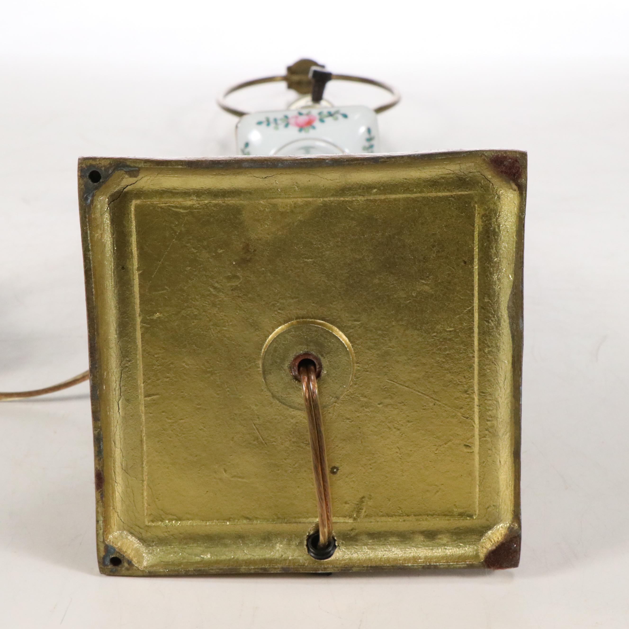 Floral Gilt Porcelain Candlestick Table Lamp