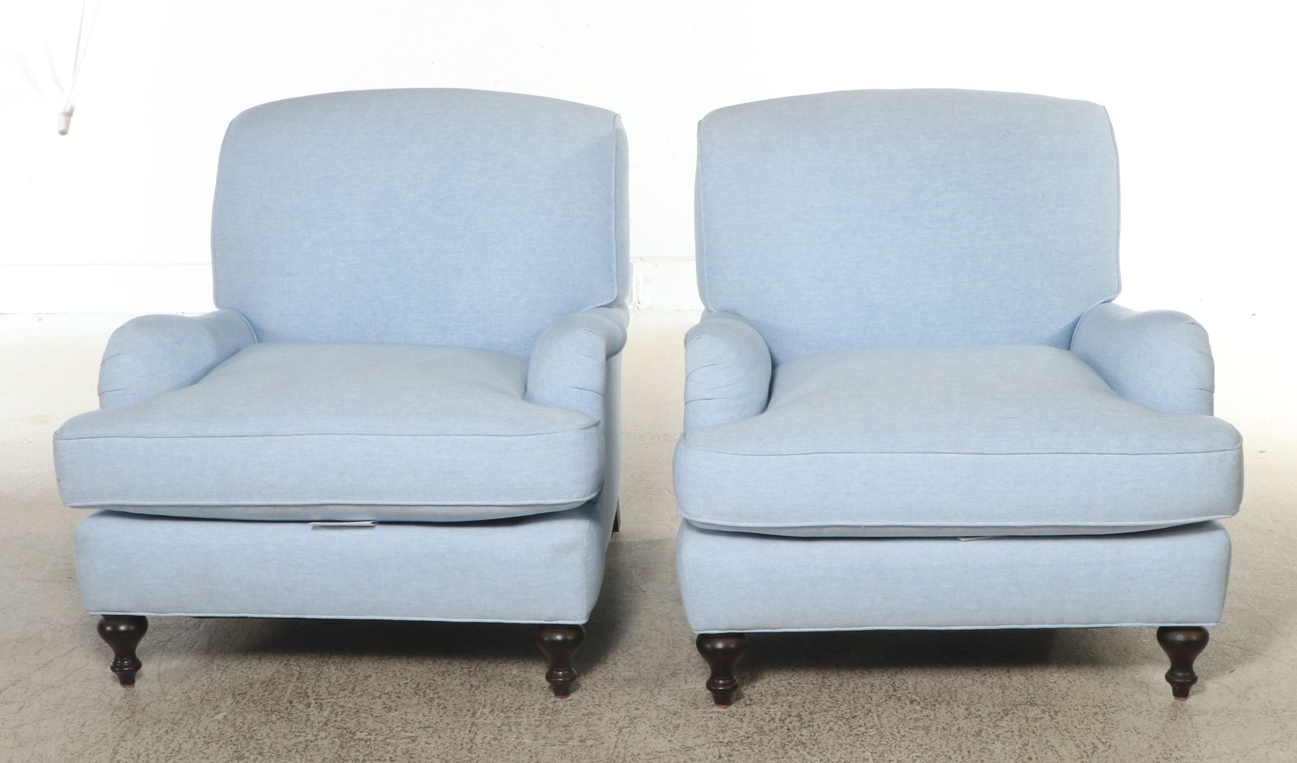 Pair of Lee Industries "Serena & Lily" Powder Blue Armchairs