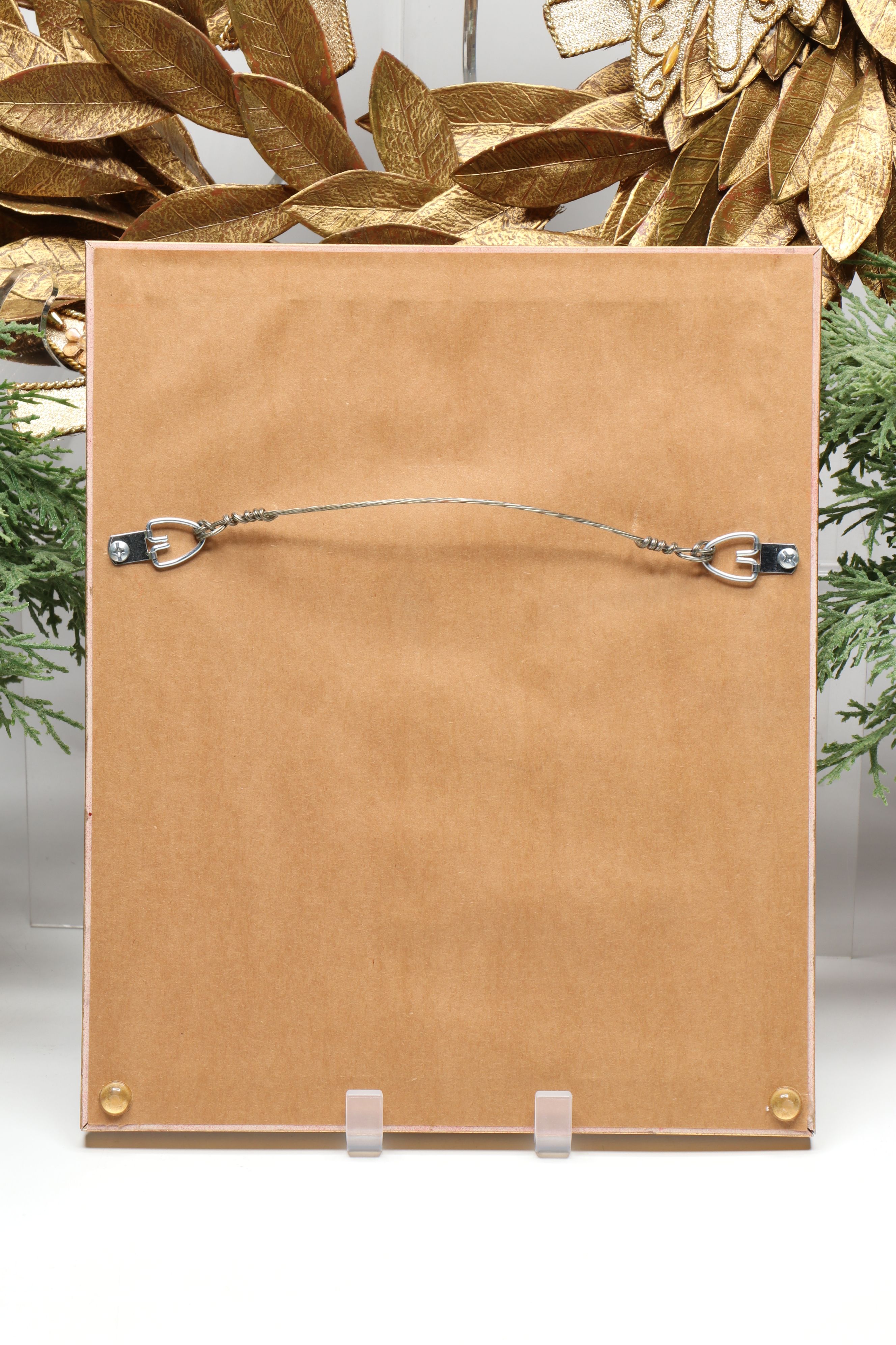 Artificial Wheat Wreath, Framed Christmas Needlepoint, and More Seasonal Décor