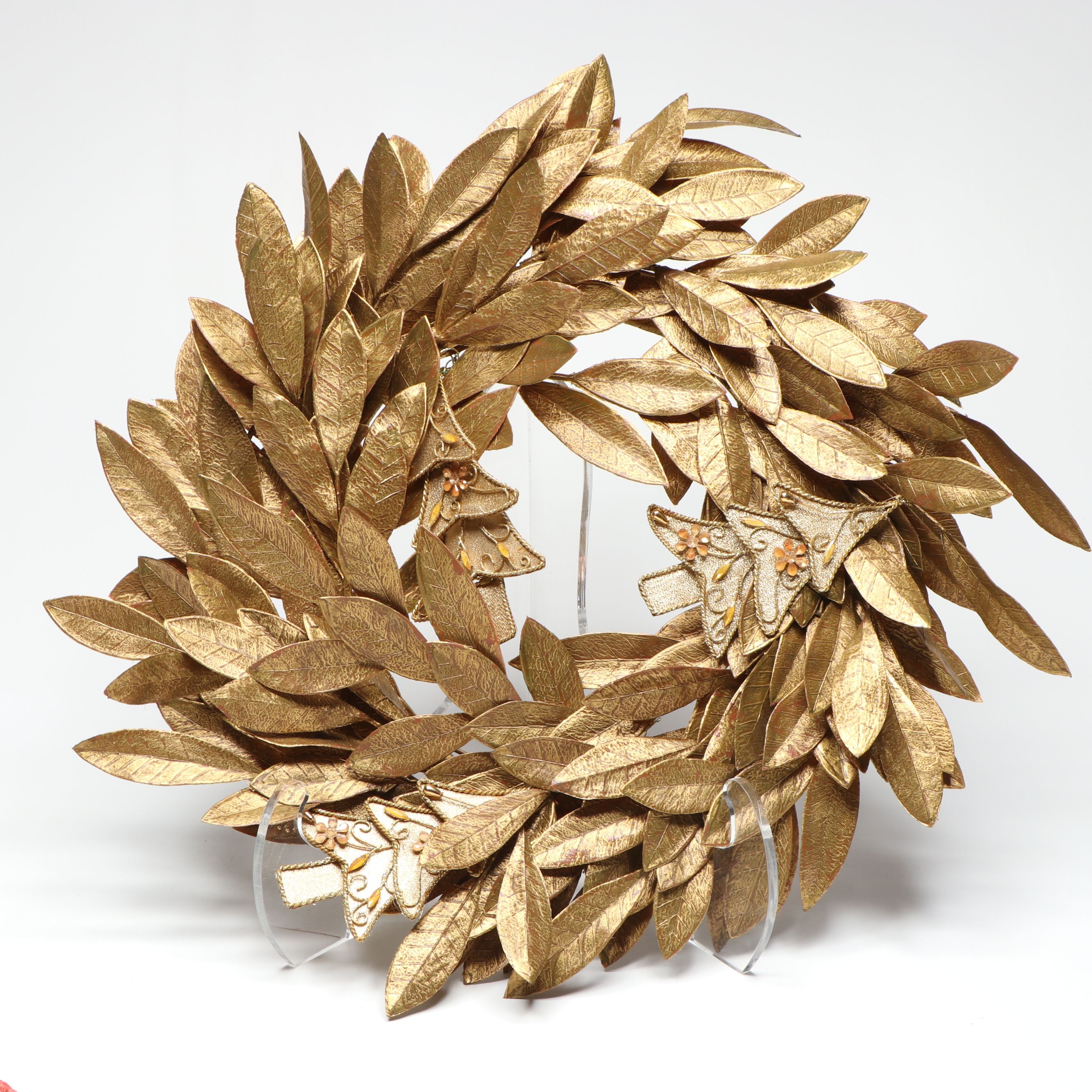 Artificial Wheat Wreath, Framed Christmas Needlepoint, and More Seasonal Décor