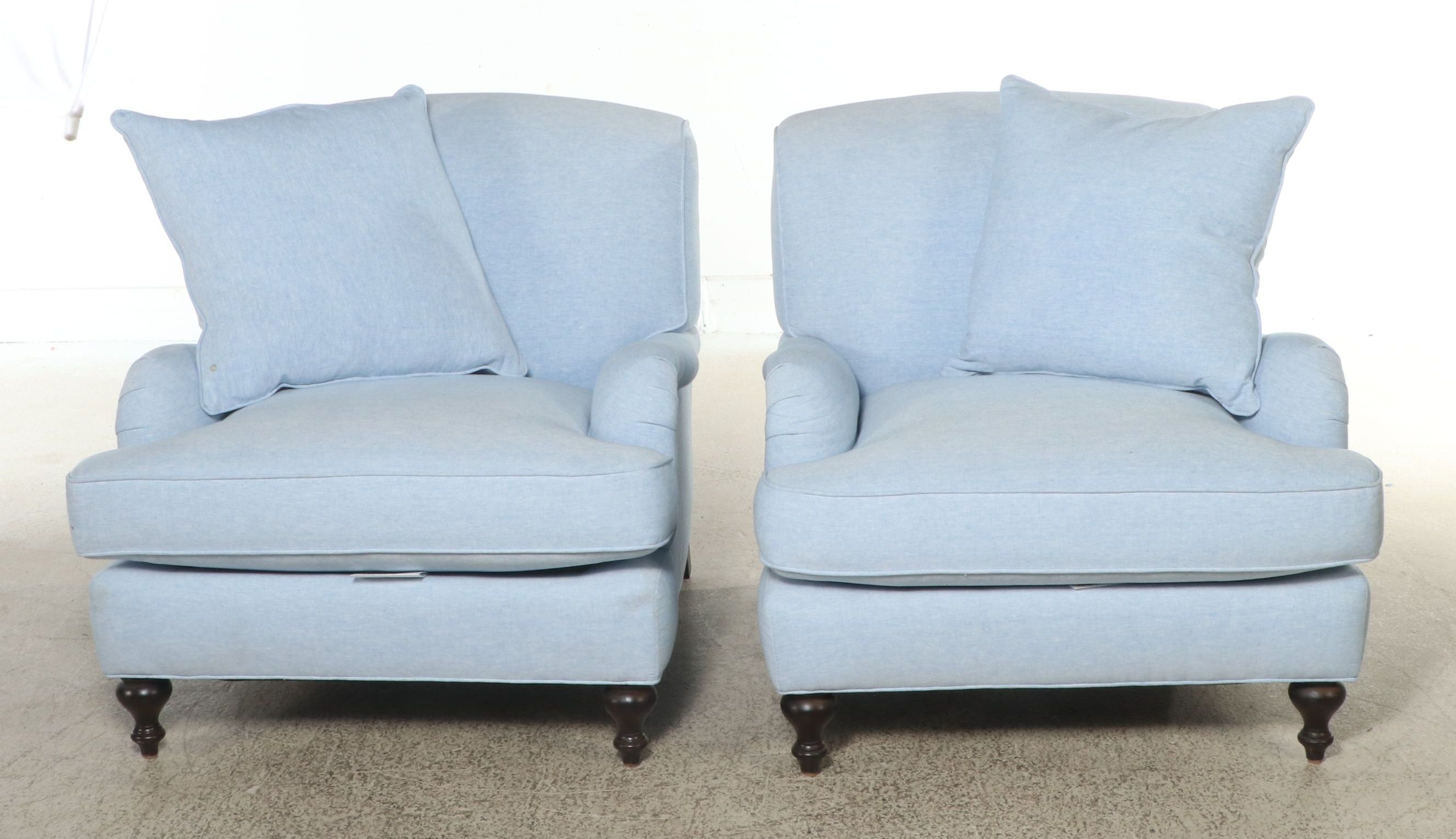 Pair of Lee Industries "Serena & Lily" Powder Blue Armchairs