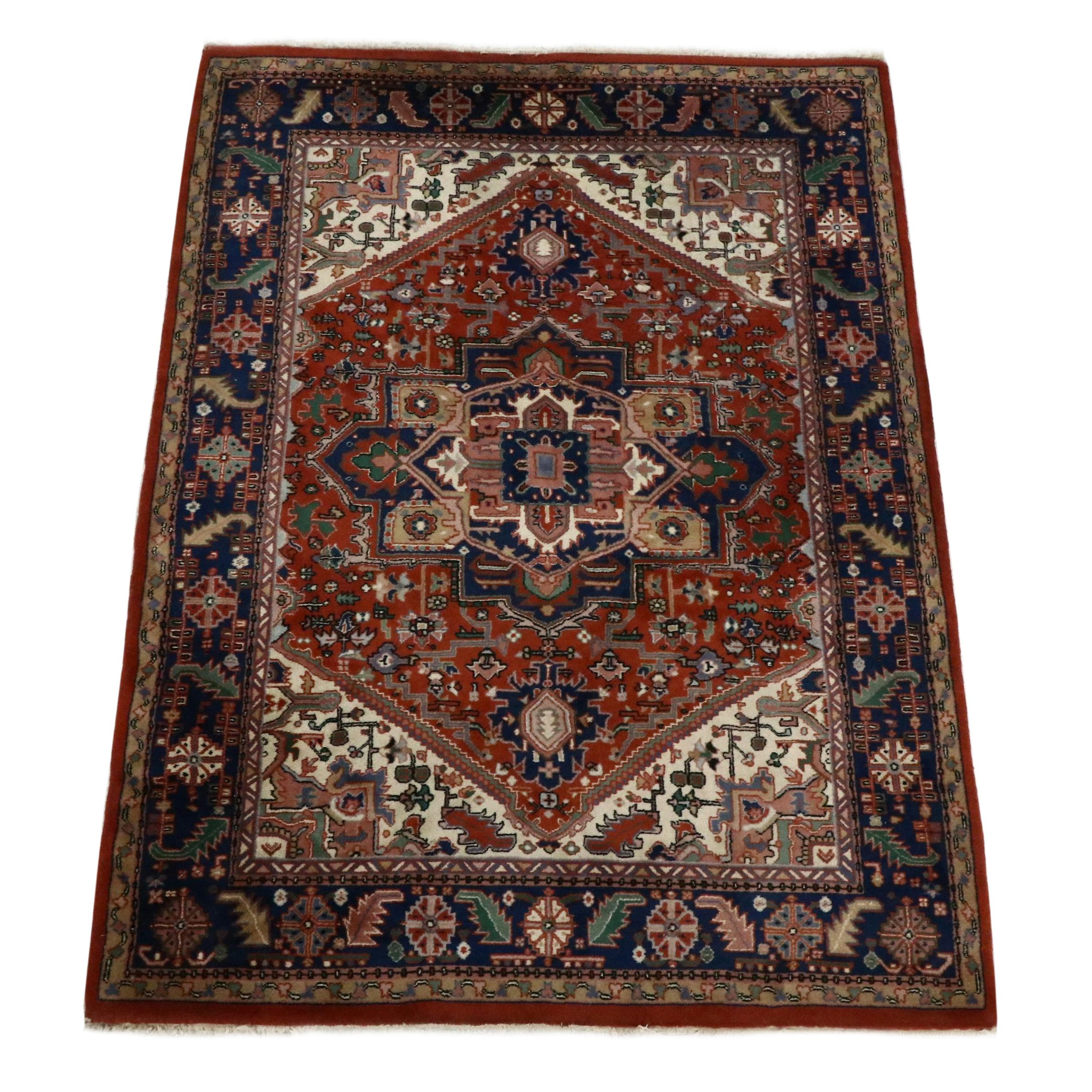 4'11 x 7'1 Hand-Knotted Persian Heriz Area Rug
