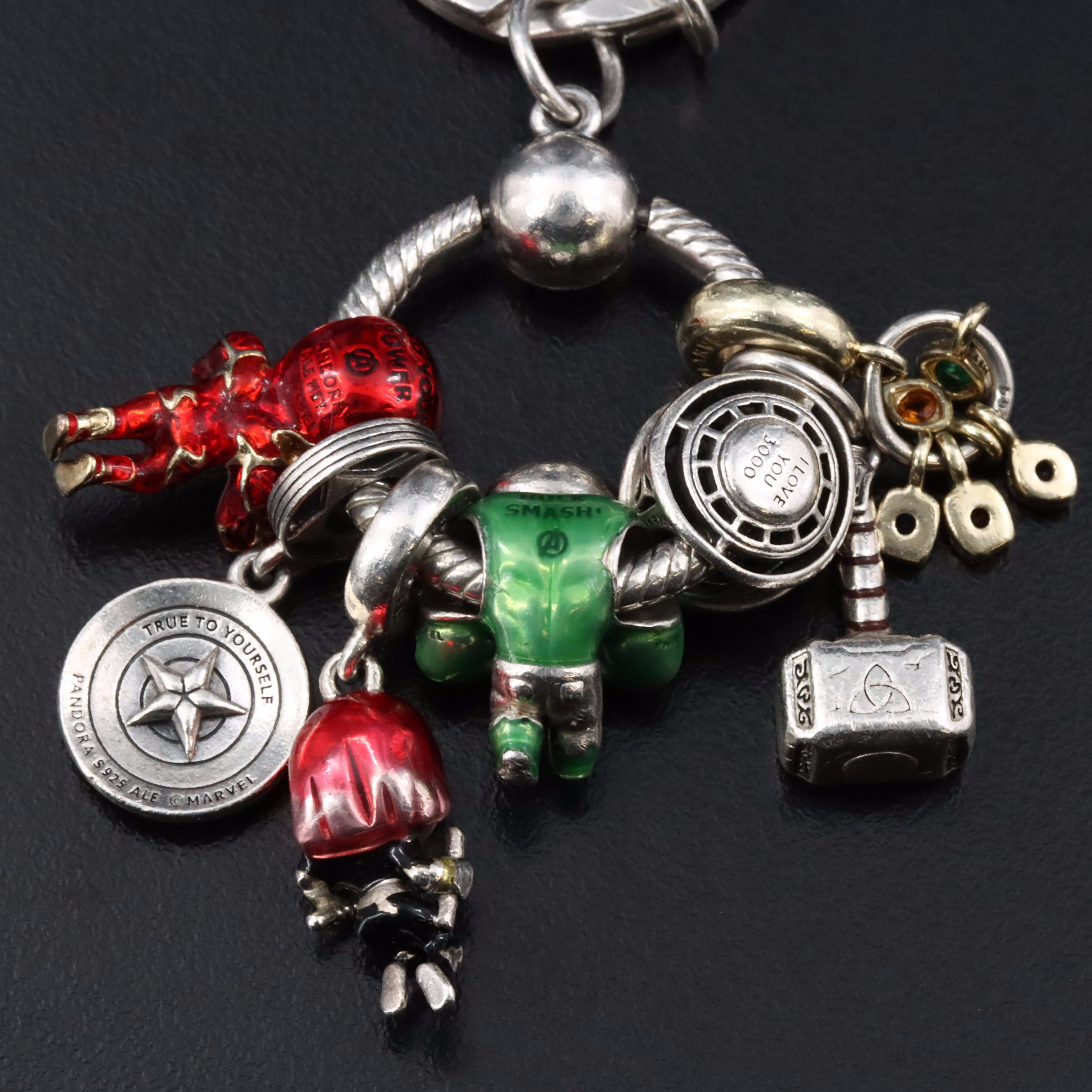 Pandora and Marvel Sterling Avengers Themed Key Chain and Charms