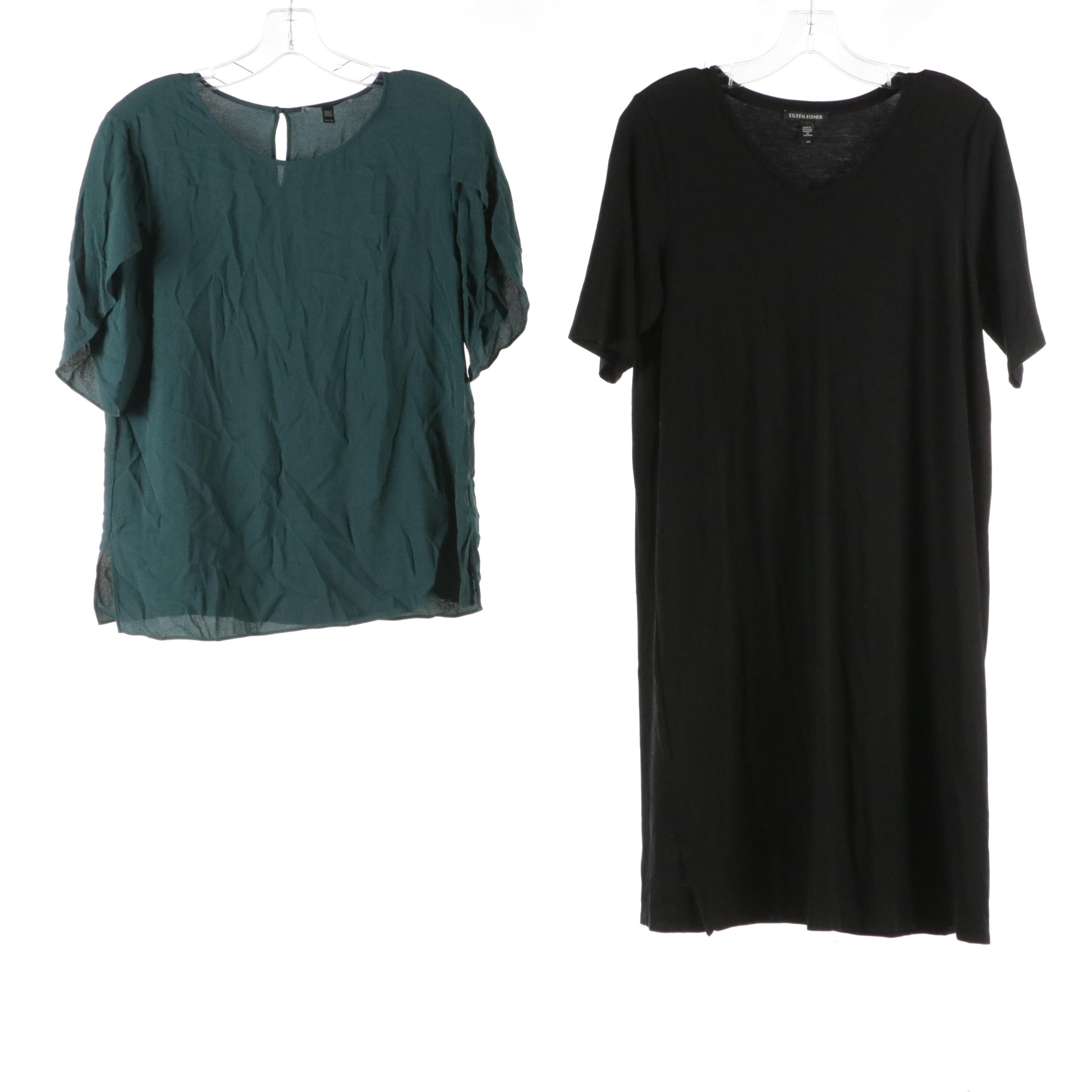 Eileen Fisher Rain Jacket, Short Sleeve Blouse, T-Shirt and Sleeveless Dresses