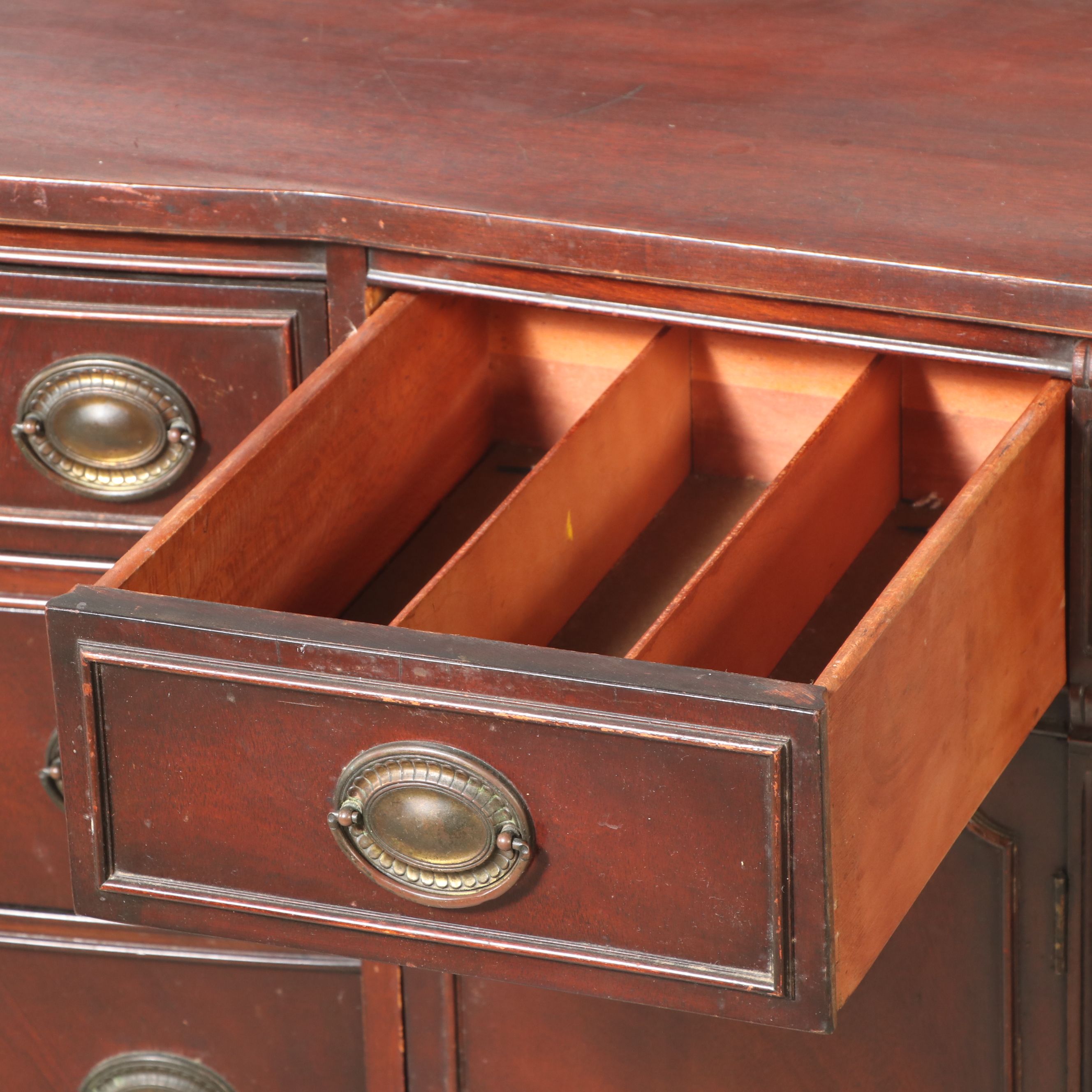Duncan Phyfe Style Mahogany Bow-Front Buffet, Mid-20th Century