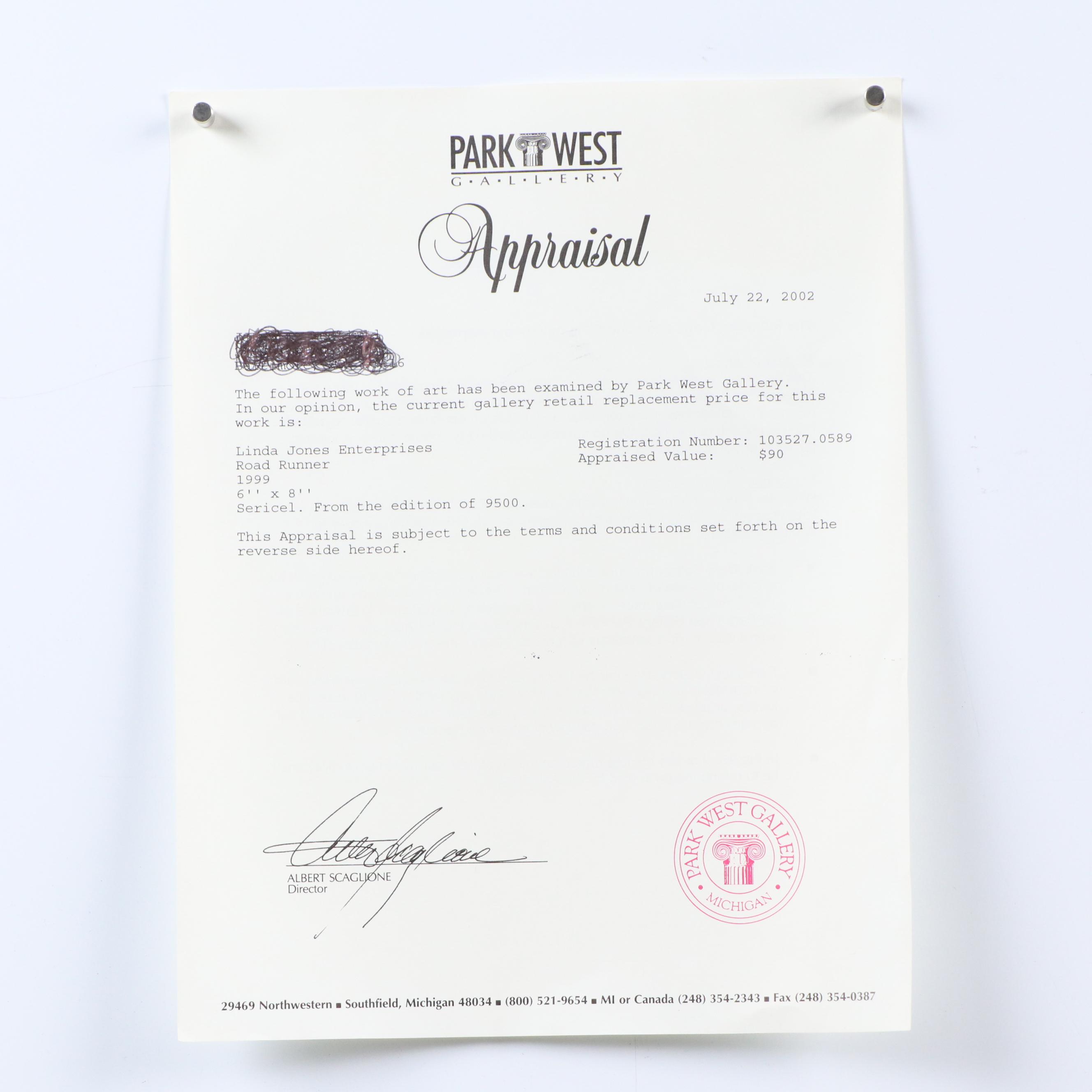 Sericel "Road Runner" After Chuck Jones, 1999