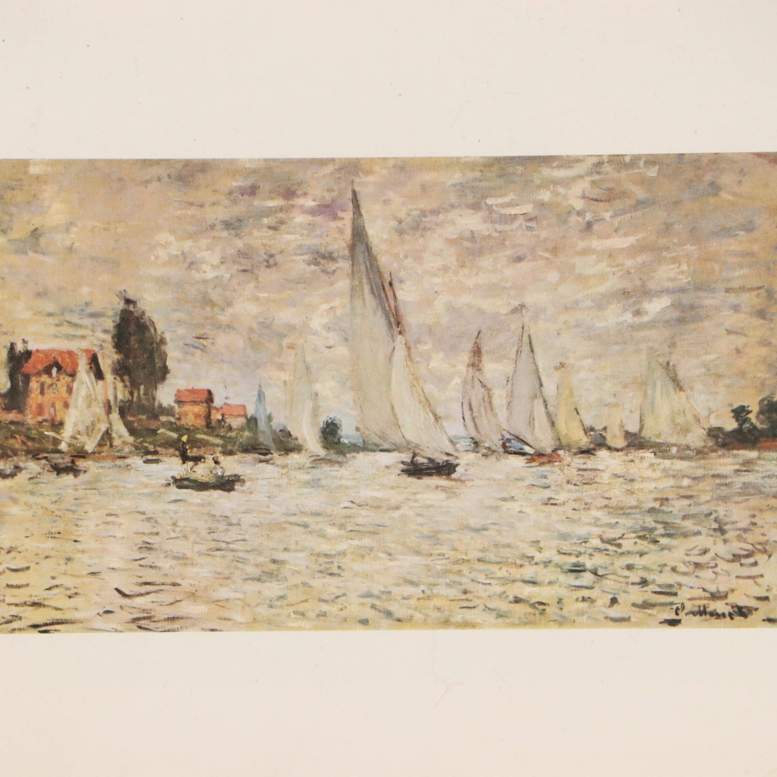 After Claude Monet Offset Lithograph "Régates à Argenteuil," Late 20th Century