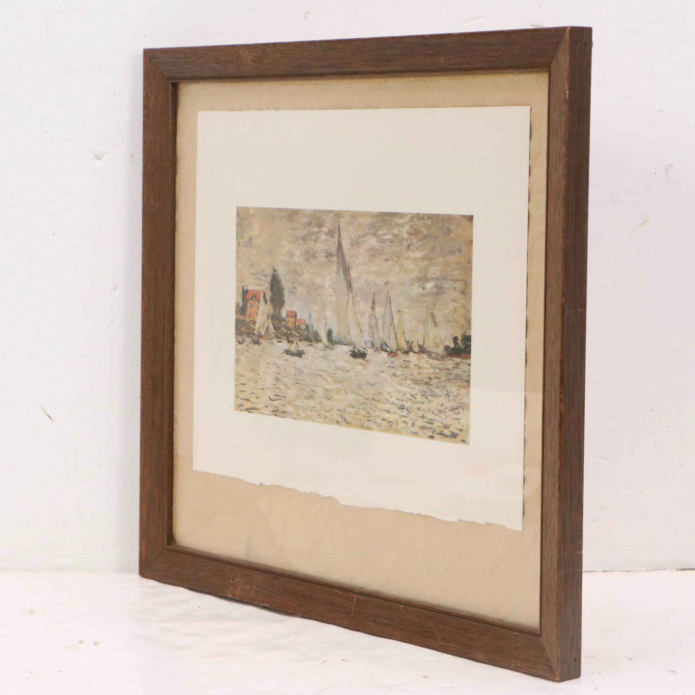 After Claude Monet Offset Lithograph "Régates à Argenteuil," Late 20th Century
