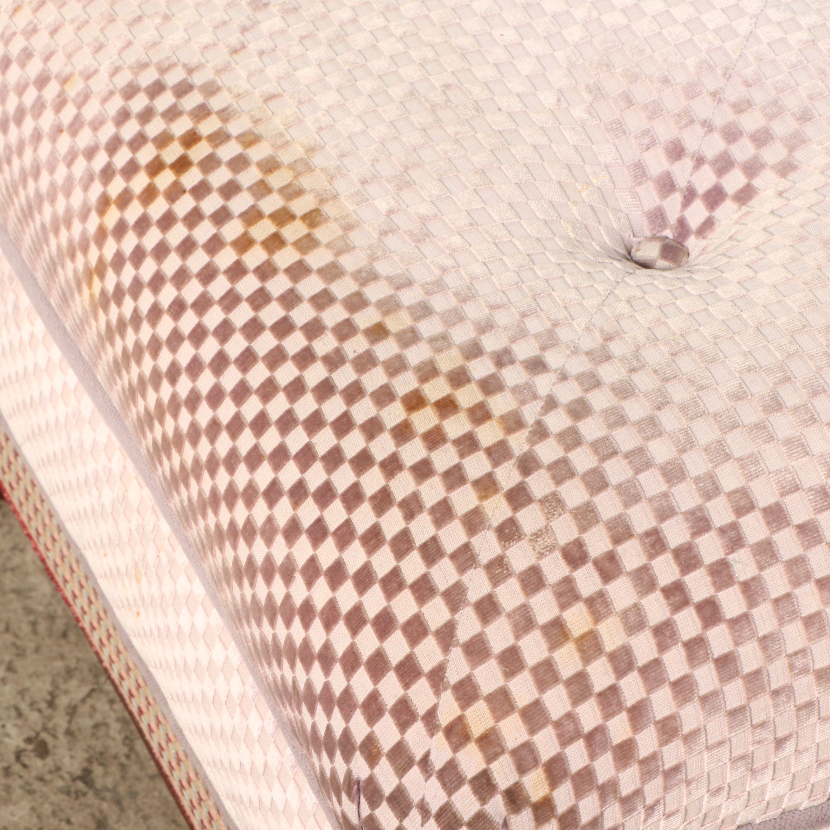 Ralph Lauren Button-Tufted Checkered Velvet Ottoman