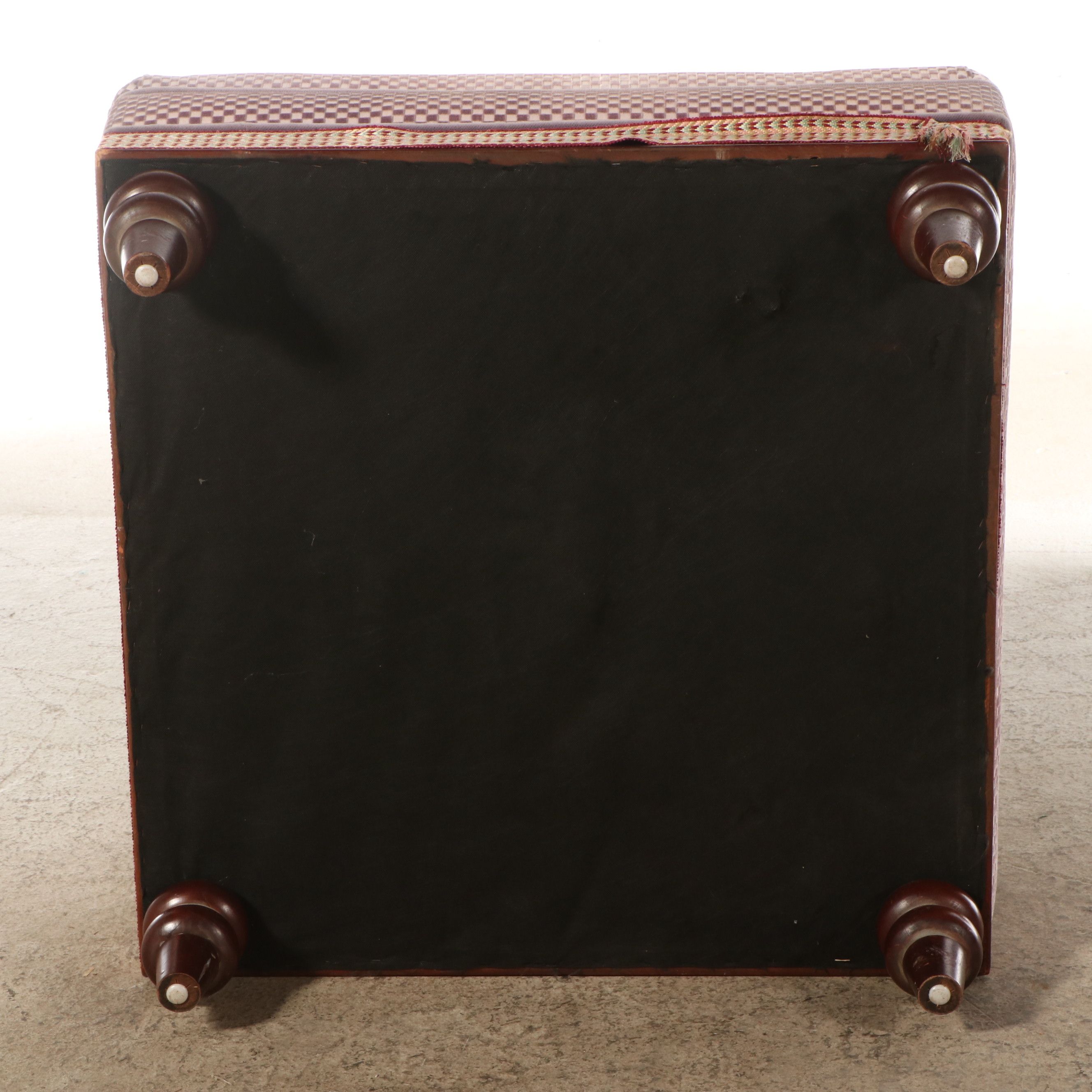 Ralph Lauren Button-Tufted Checkered Velvet Ottoman