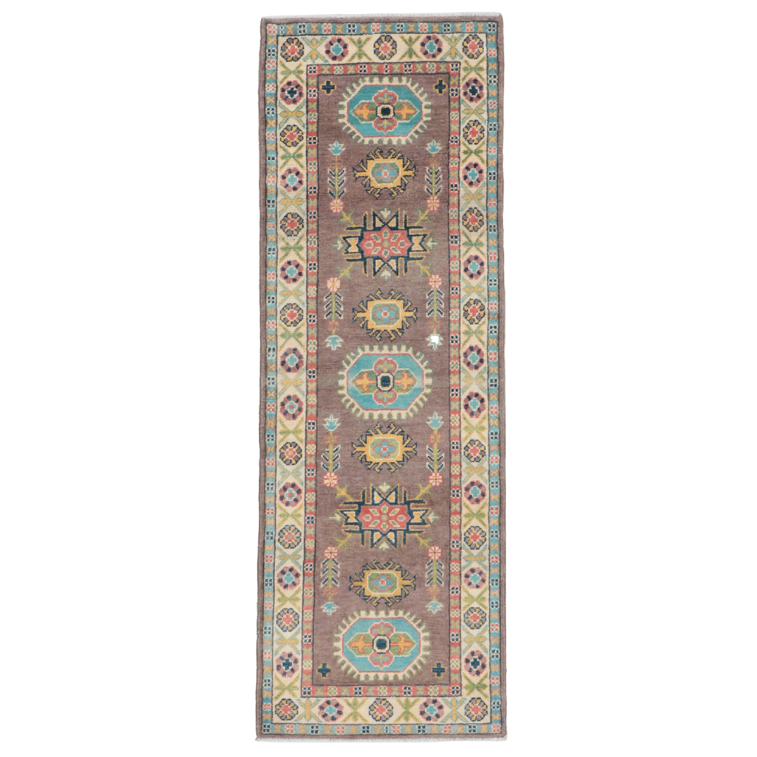 2'1 x 6' Hand-Knotted Afghan Kazak Carpet Runner