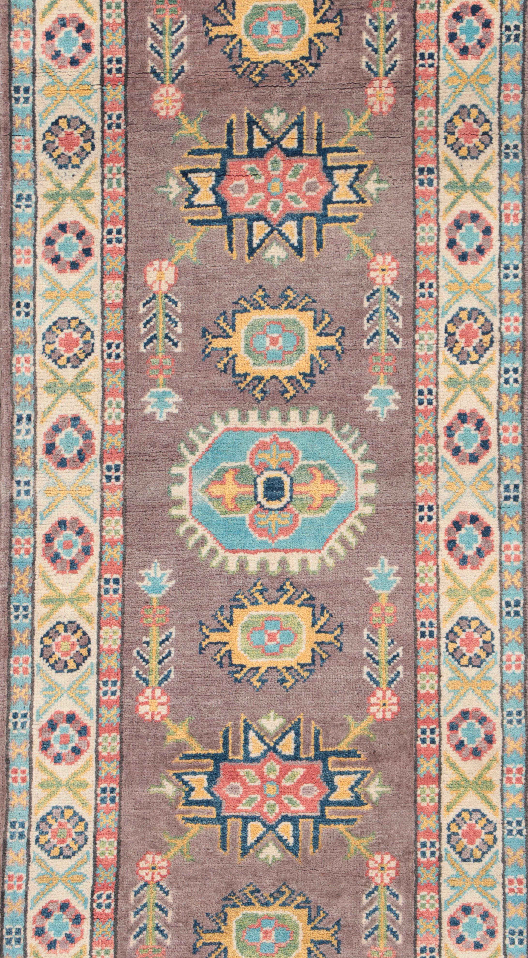 2'1 x 6' Hand-Knotted Afghan Kazak Carpet Runner