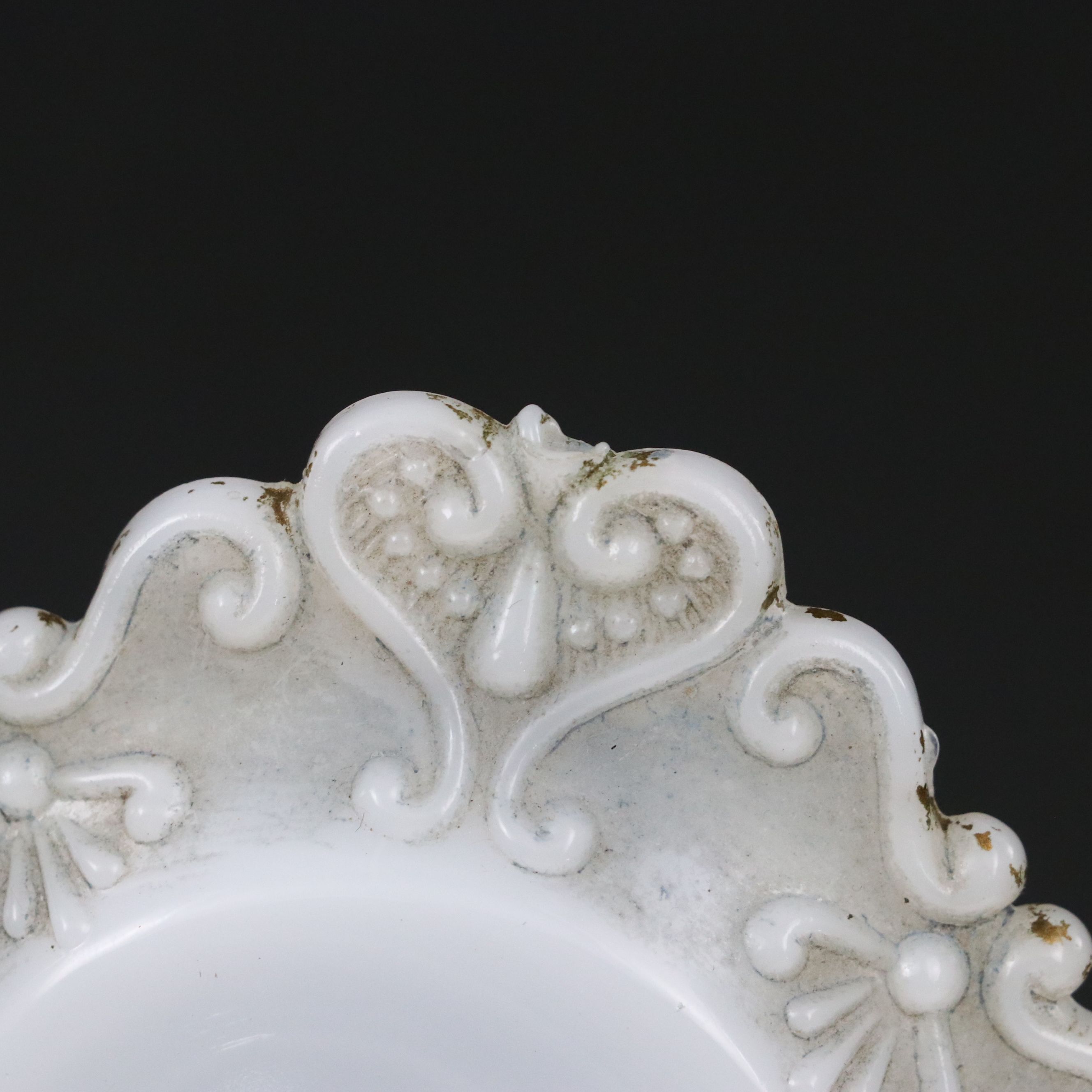 Rococo Style Milk Glass Decorative Boxes
