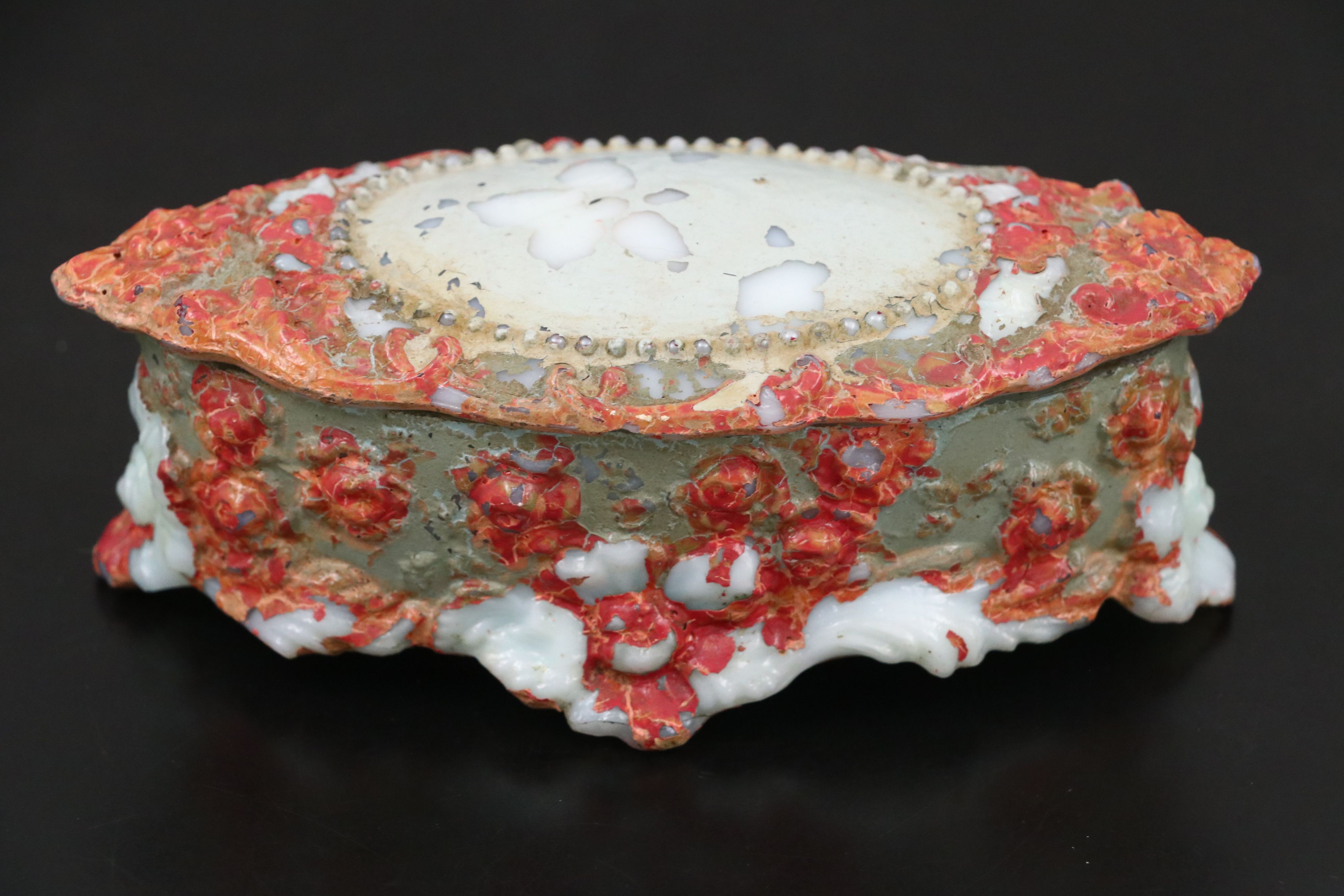 Rococo Style Milk Glass Decorative Boxes