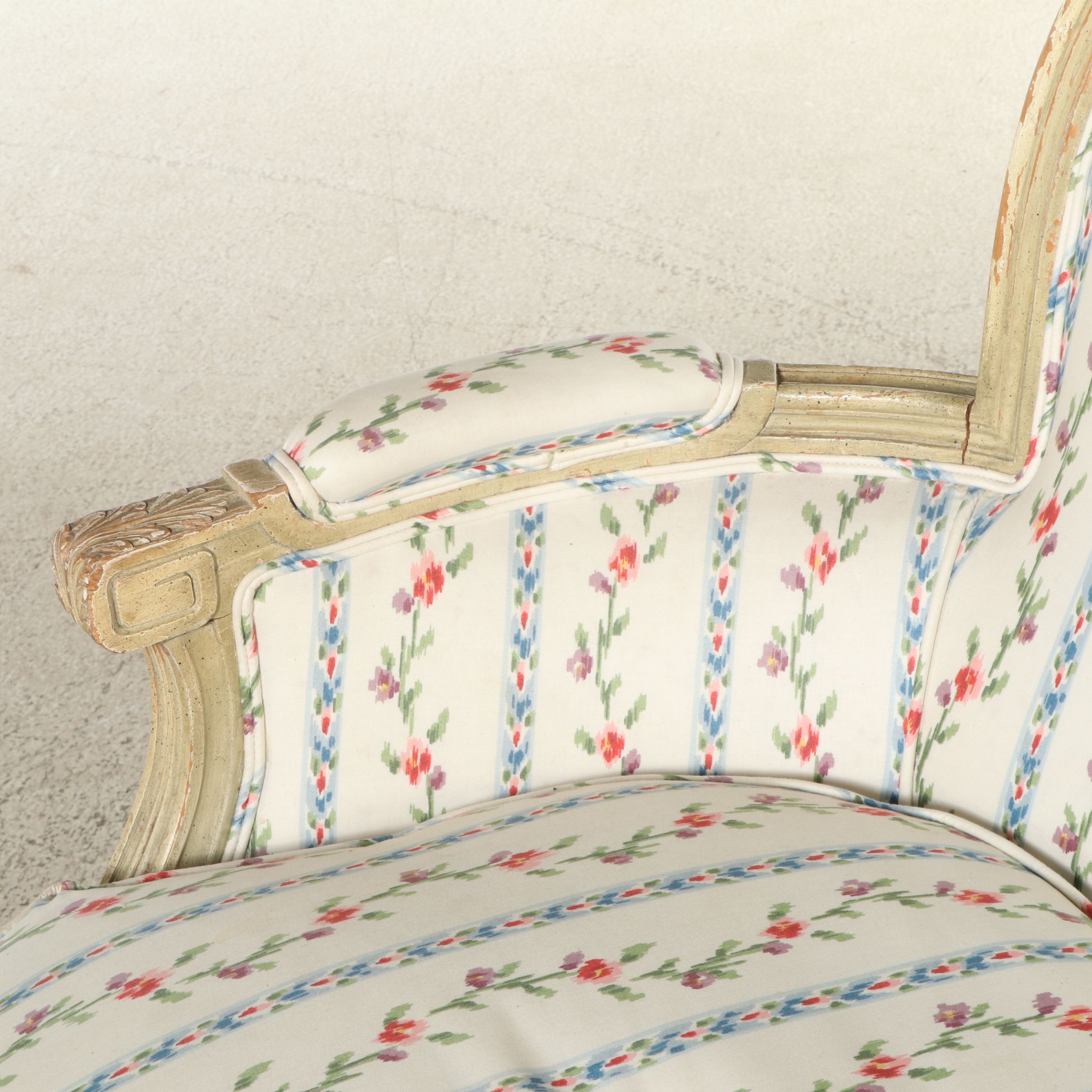 Brunschwig & Fils Louis XVI Style Painted Wood Bergère, Late 20th Century