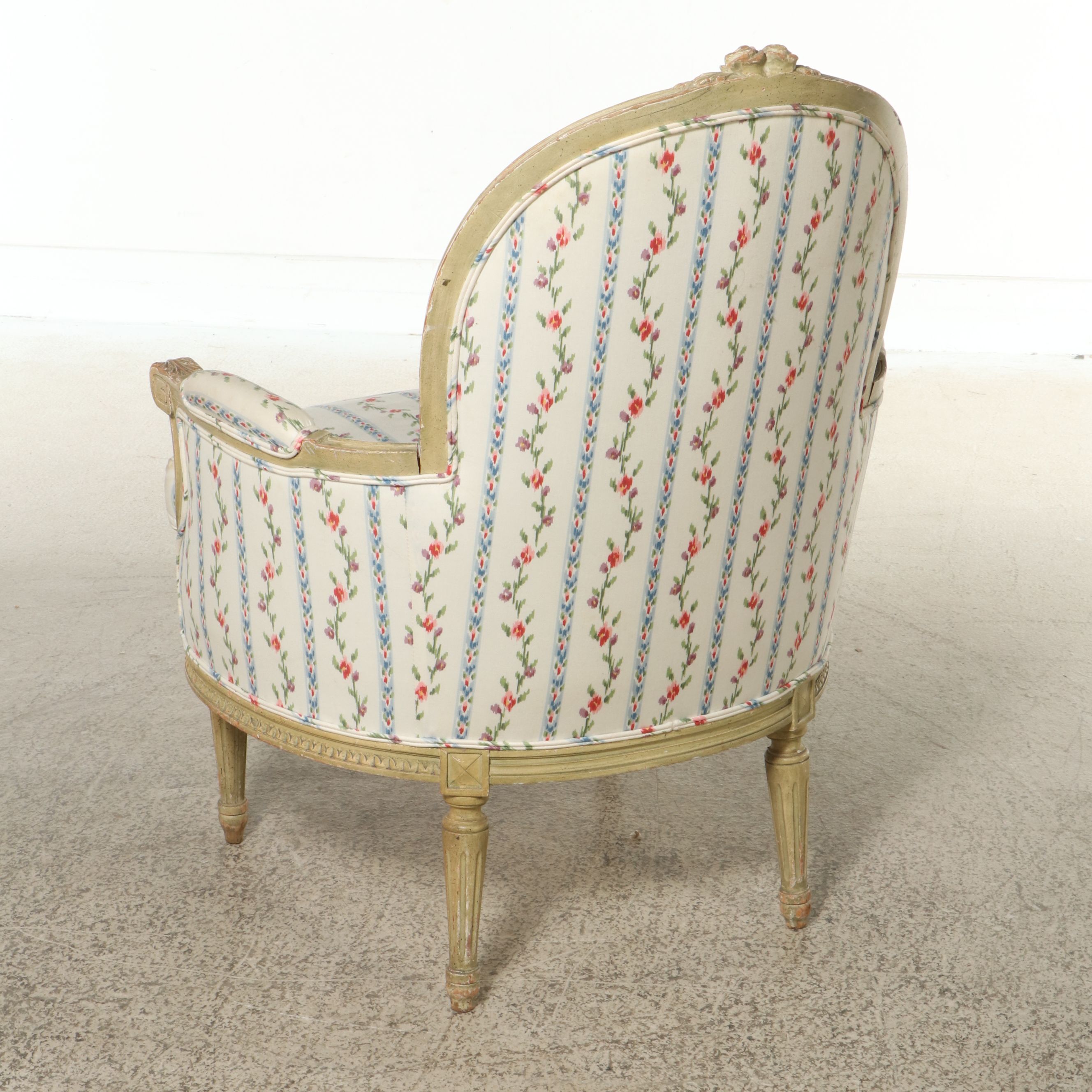 Brunschwig & Fils Louis XVI Style Painted Wood Bergère, Late 20th Century