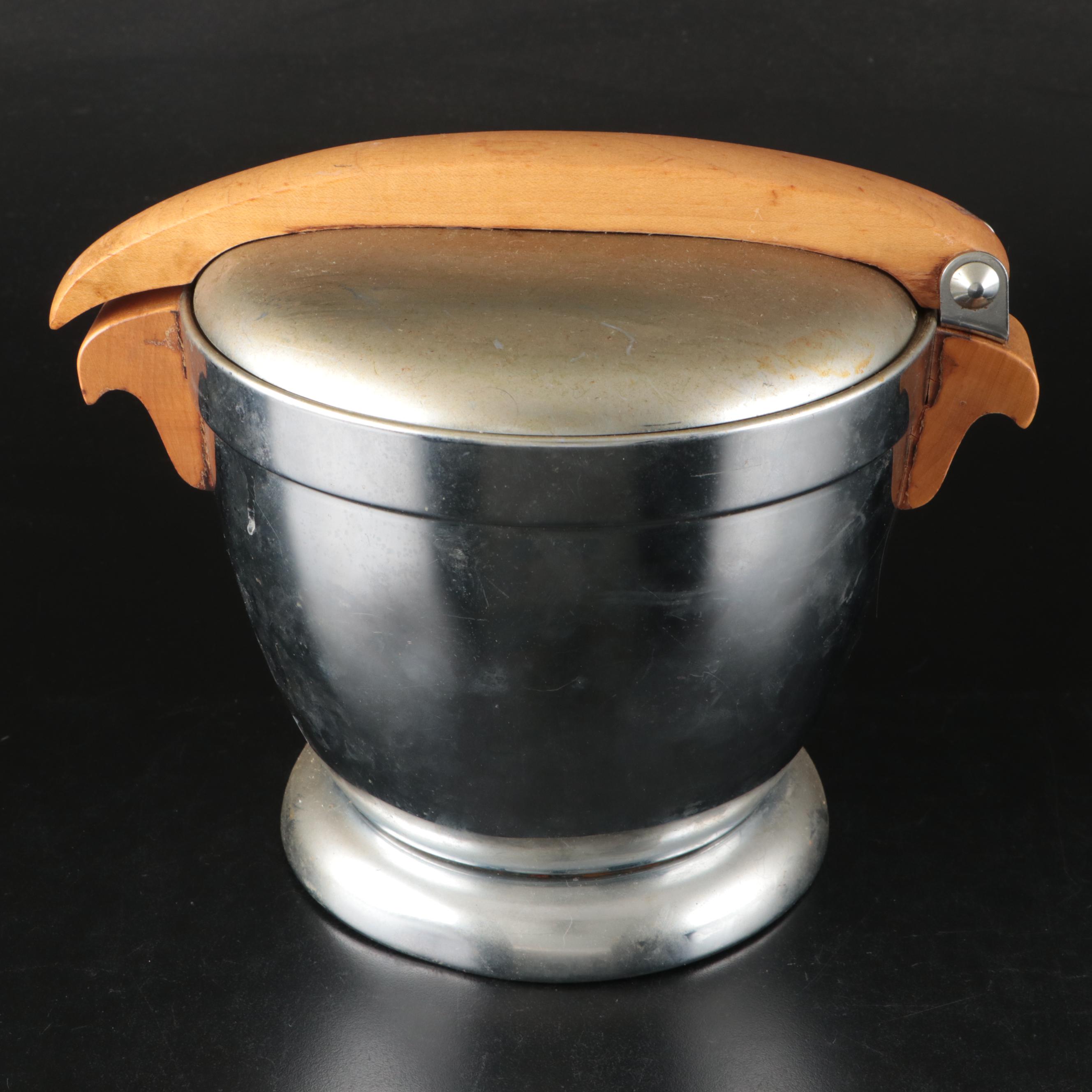 Manning-Bowman & Co. Silver Finish Ice and Wood Handled Bucket