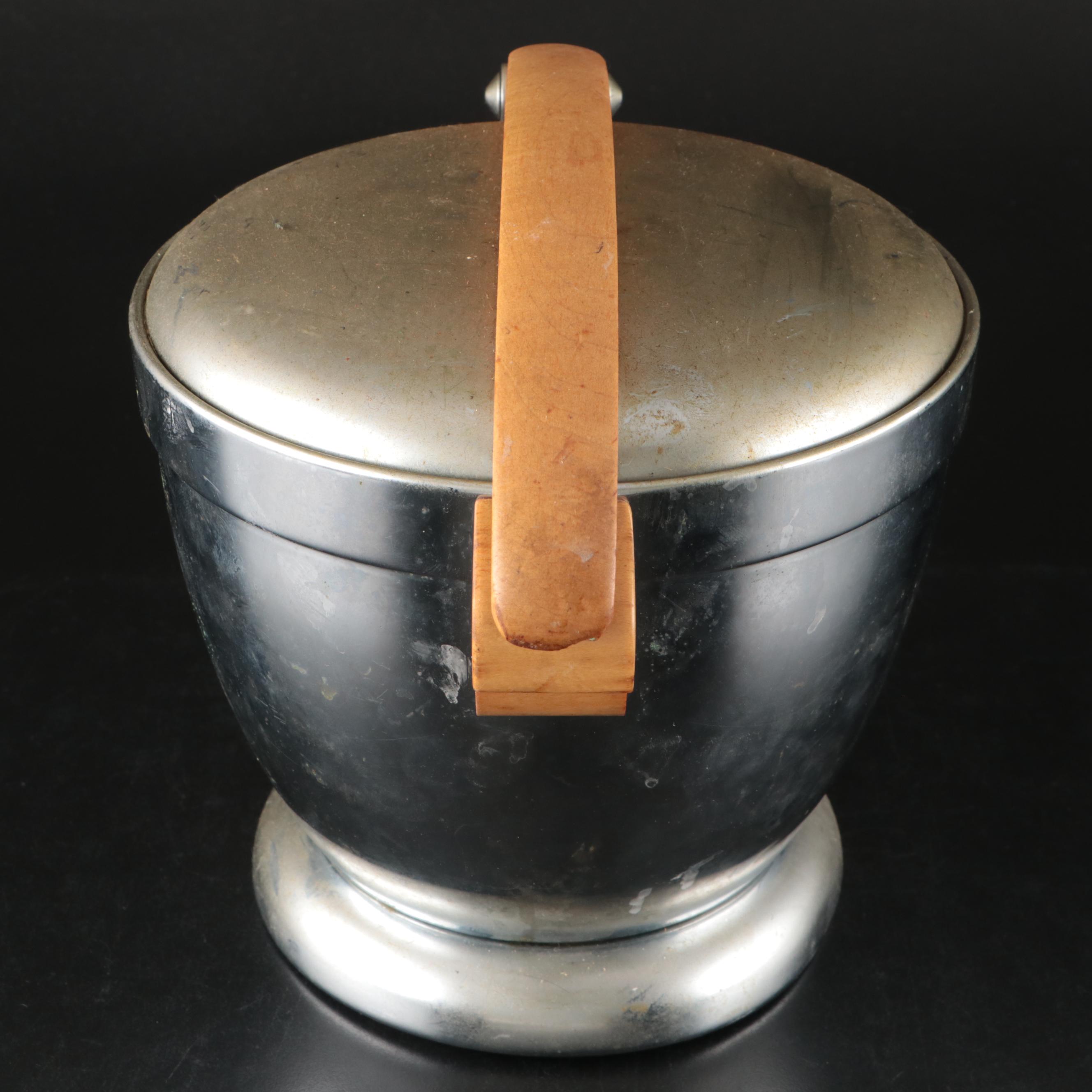 Manning-Bowman & Co. Silver Finish Ice and Wood Handled Bucket