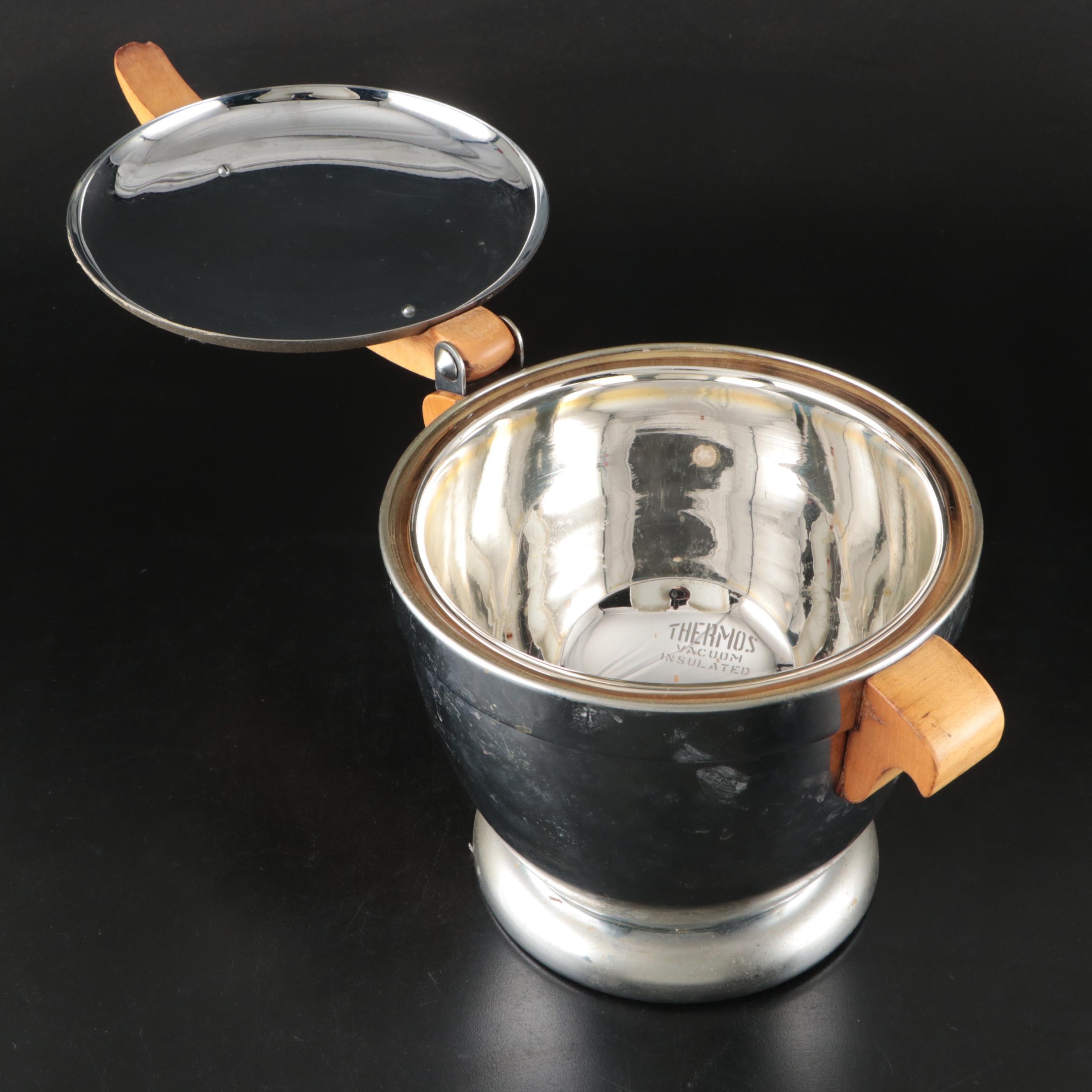 Manning-Bowman & Co. Silver Finish Ice and Wood Handled Bucket