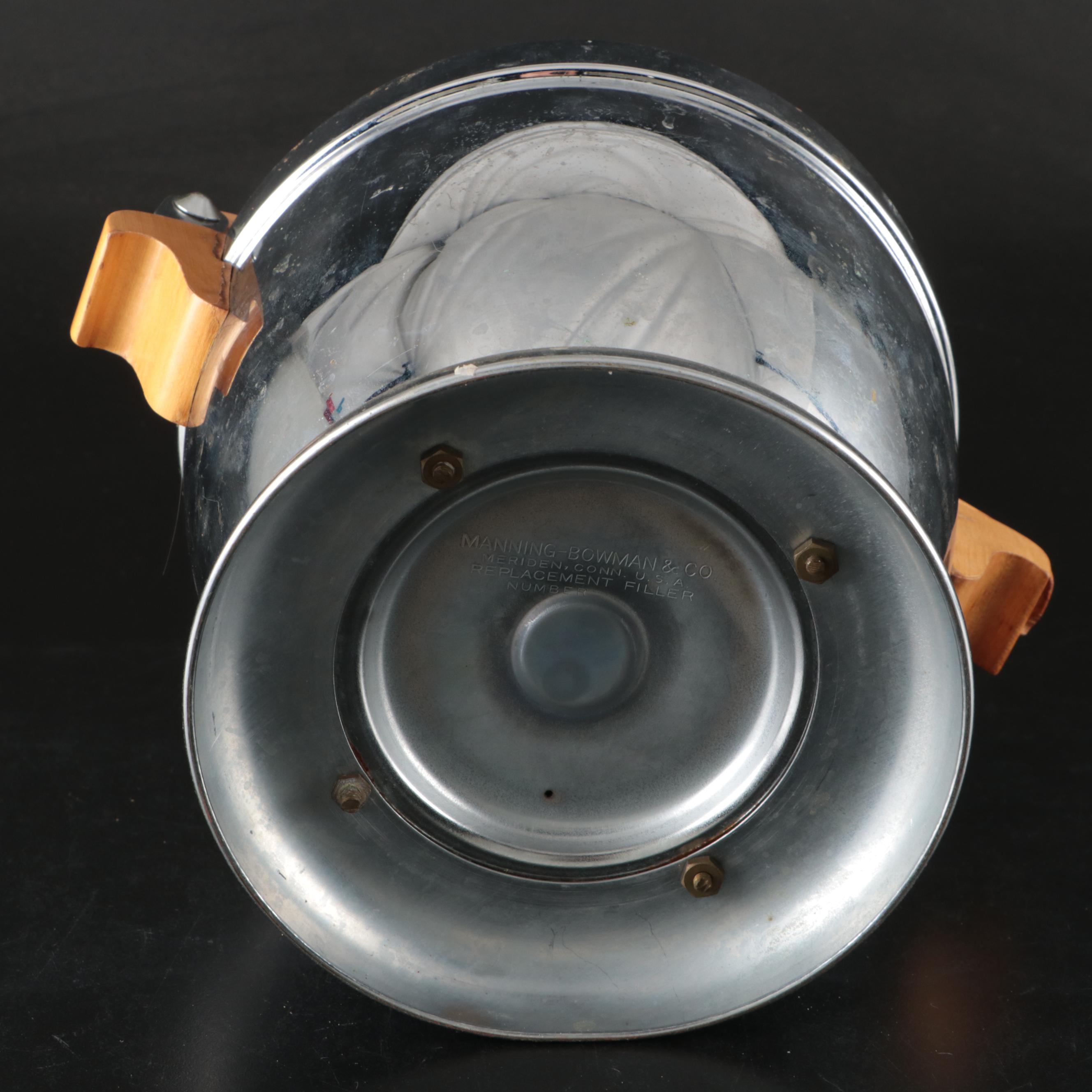 Manning-Bowman & Co. Silver Finish Ice and Wood Handled Bucket