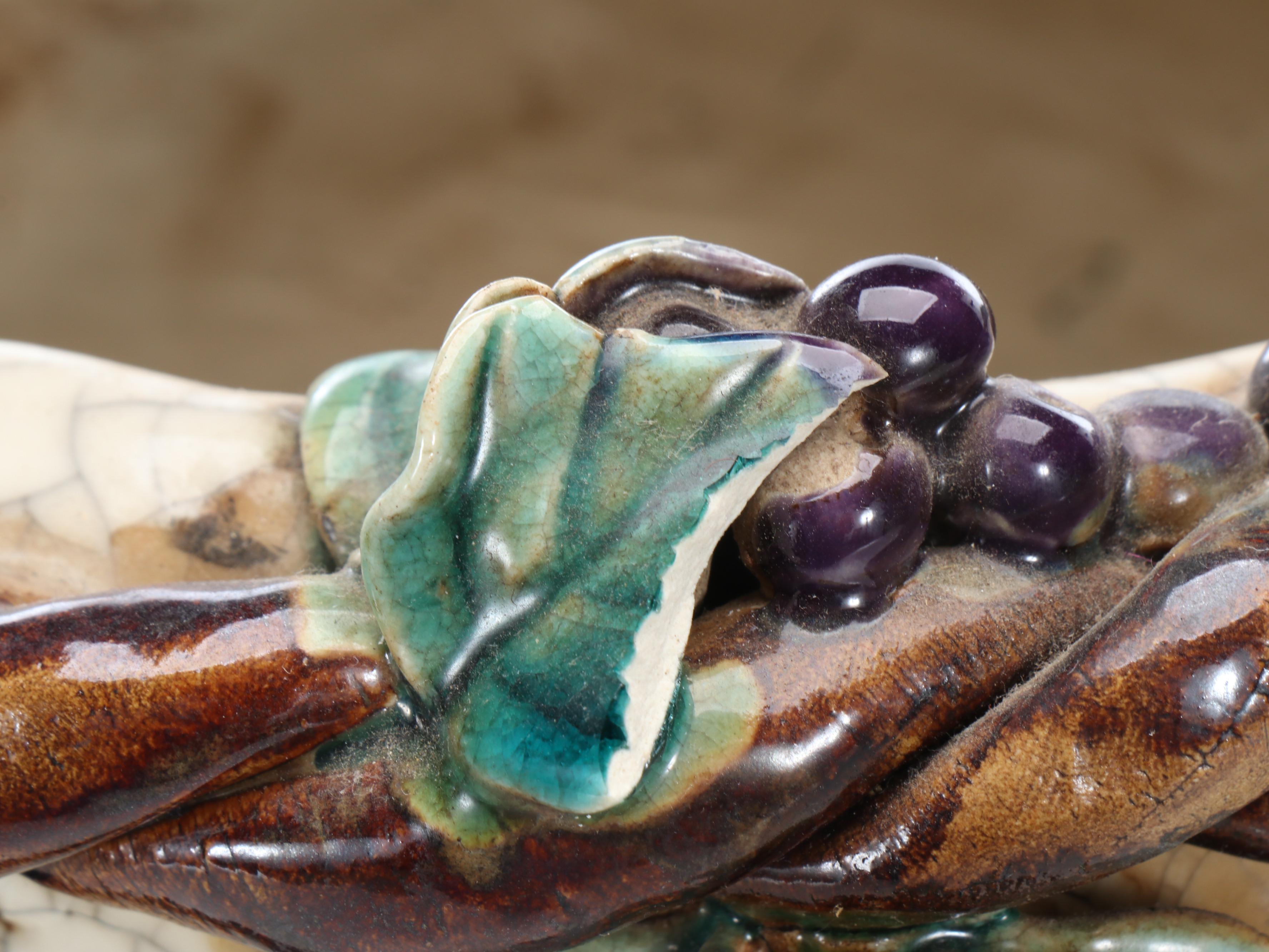 Grapevine and Rabbit Ceramic Vase