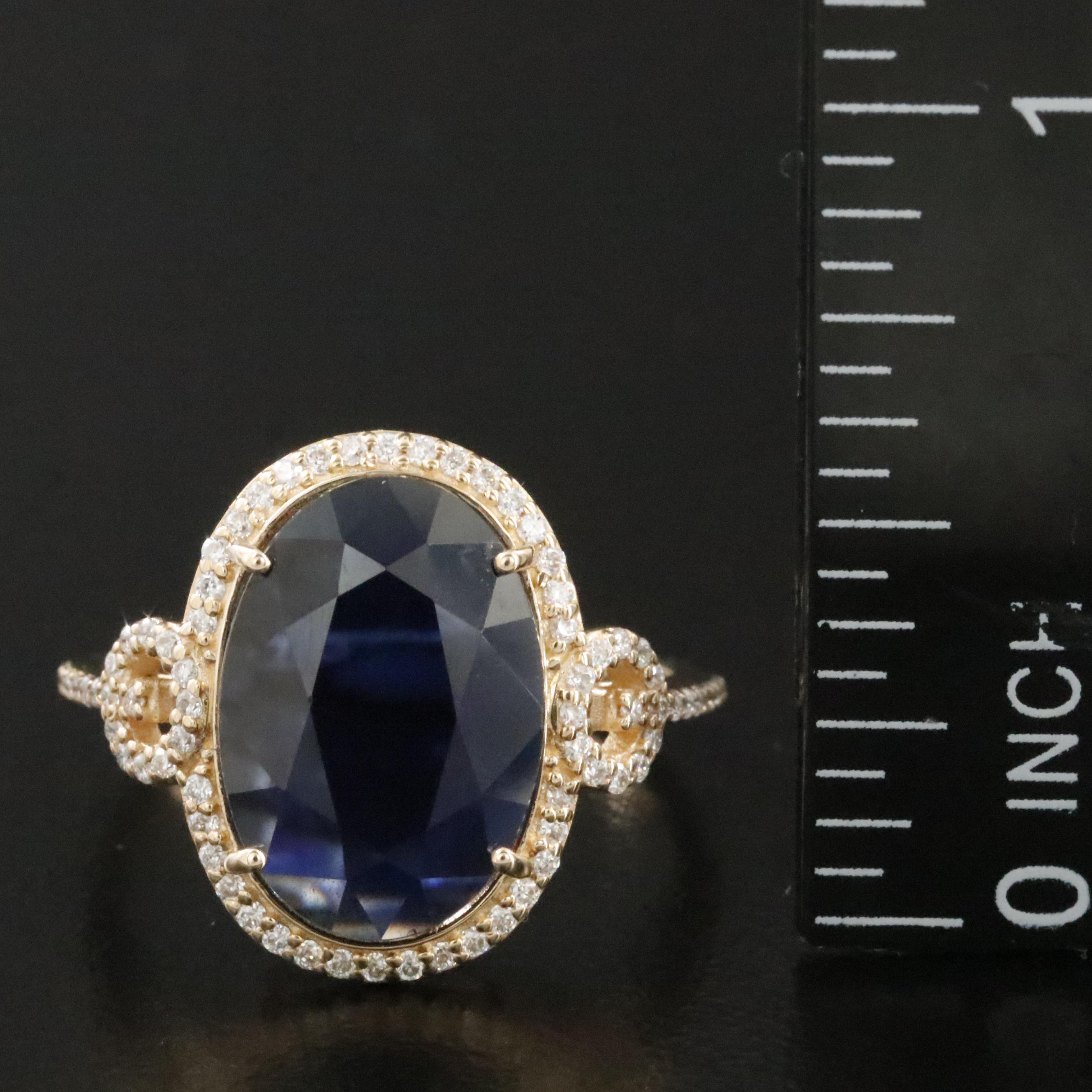 14K 3.33 CT Sapphire and Moissanite Ring with IGI Jewelry Report