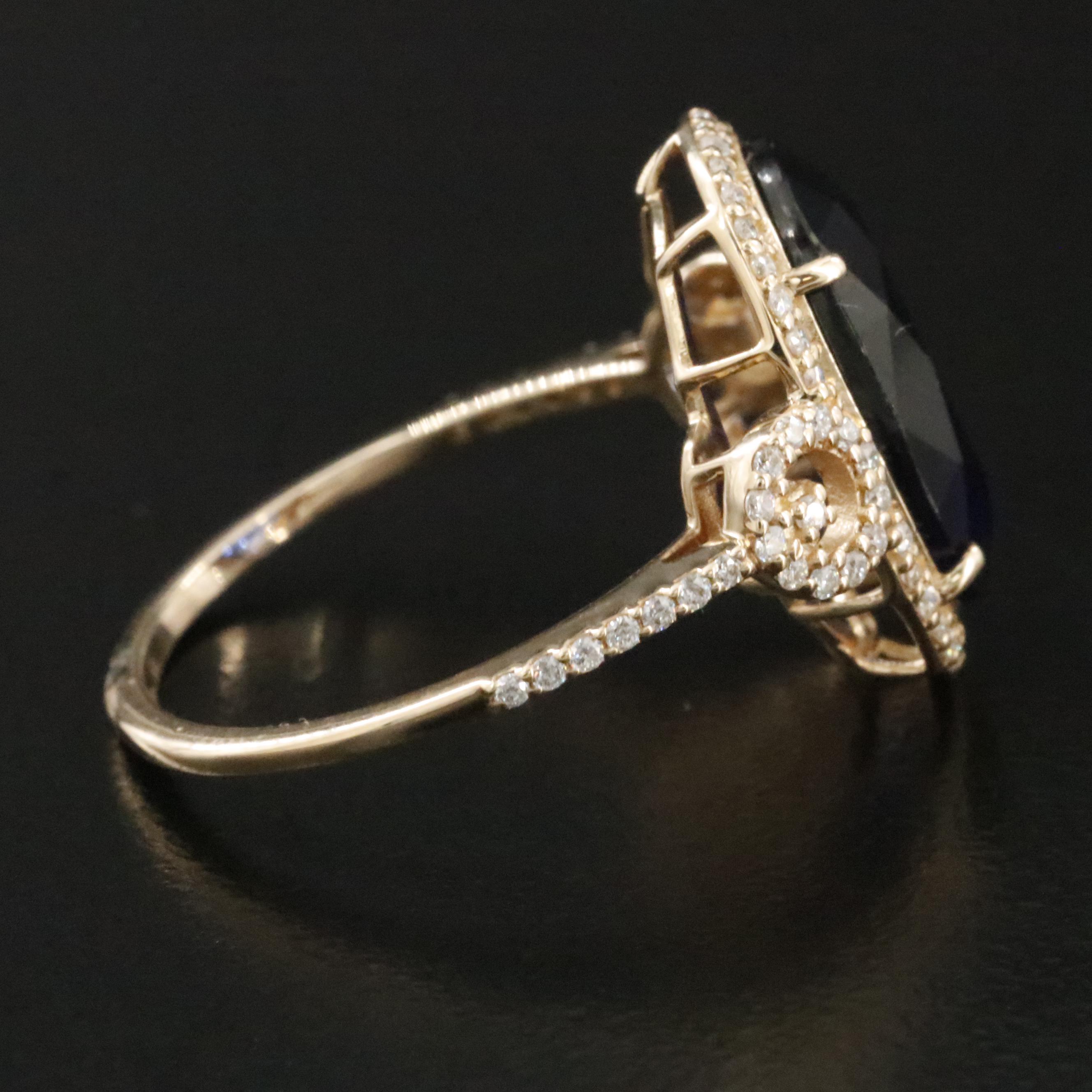 14K 3.33 CT Sapphire and Moissanite Ring with IGI Jewelry Report