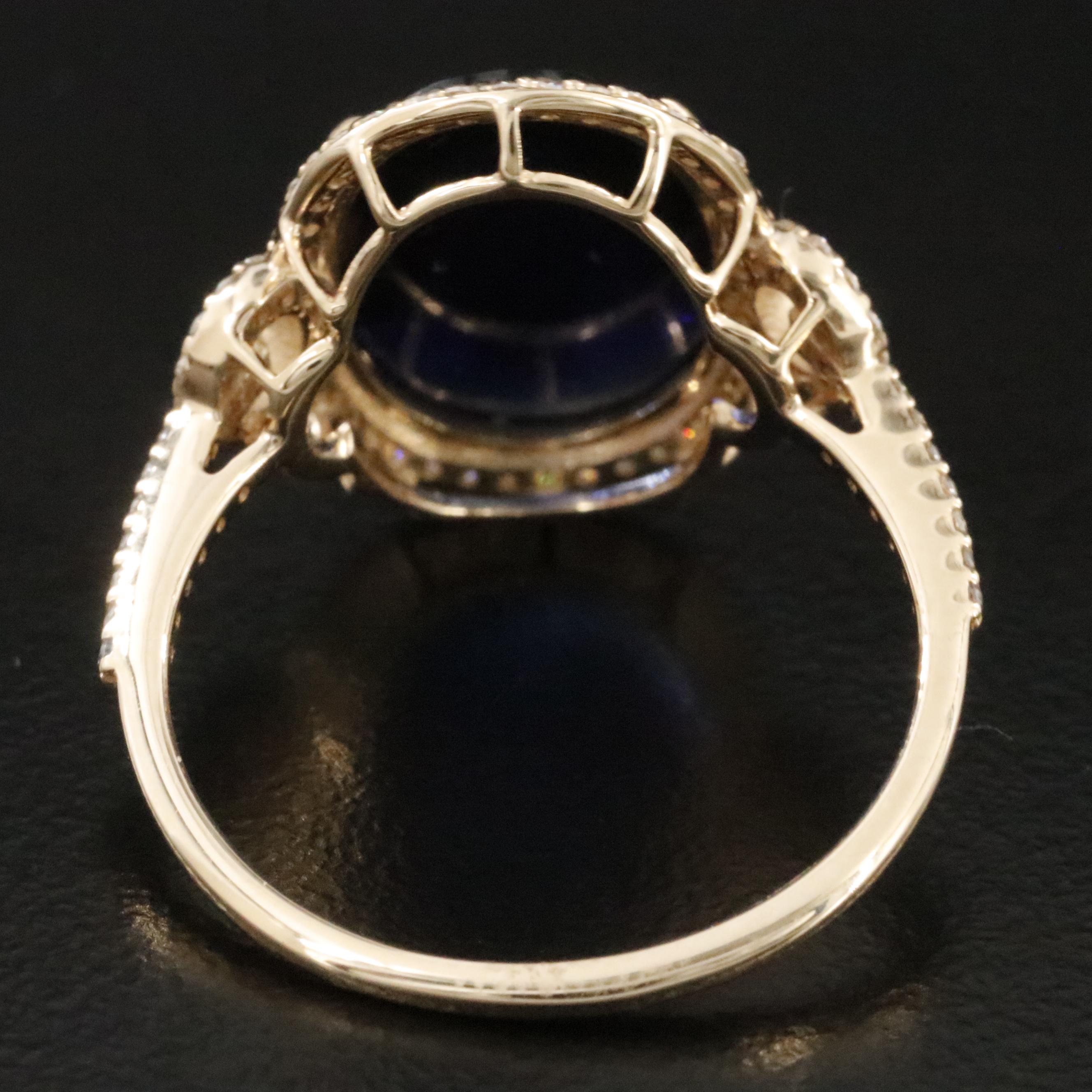 14K 3.33 CT Sapphire and Moissanite Ring with IGI Jewelry Report