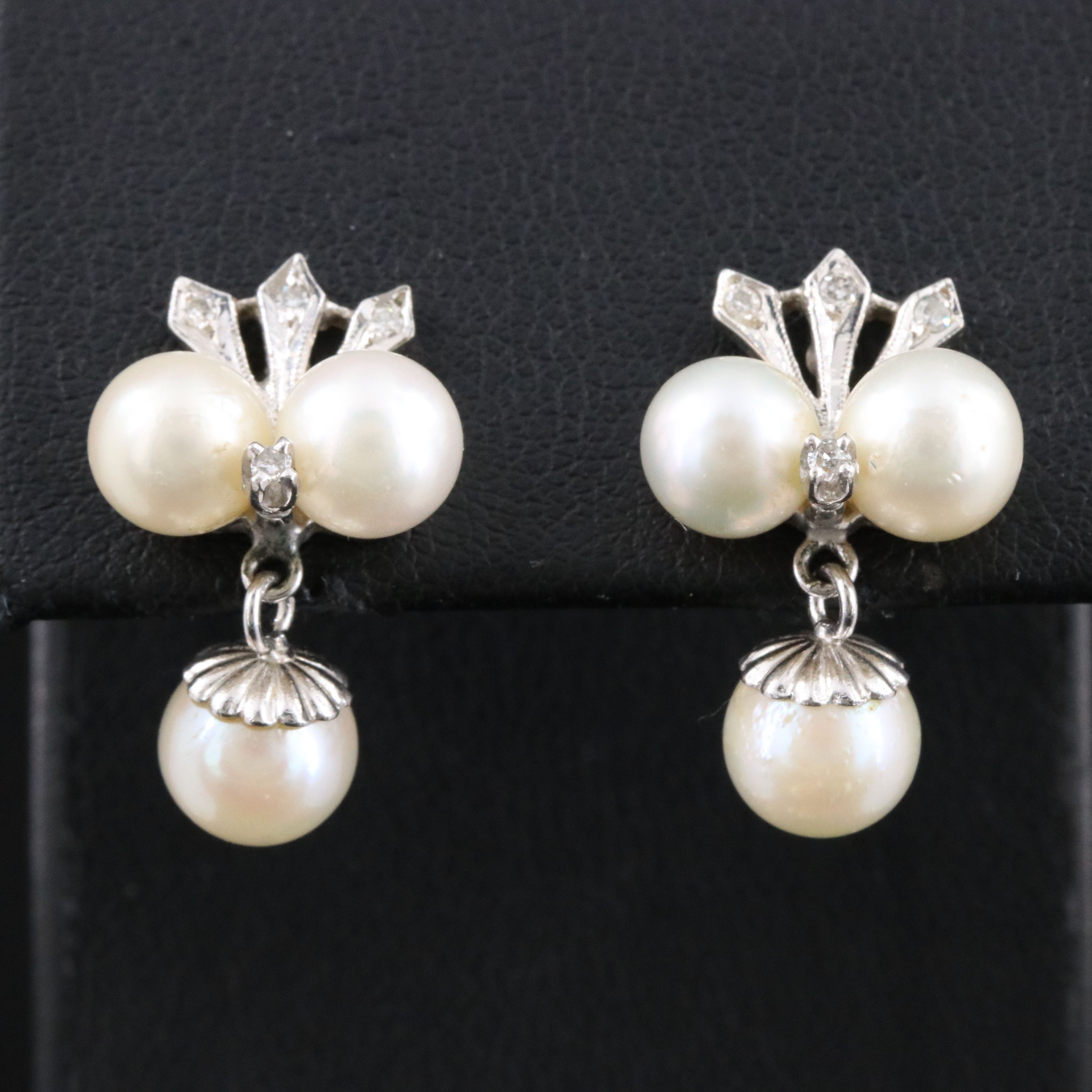 14K Pearl and Diamond Earrings