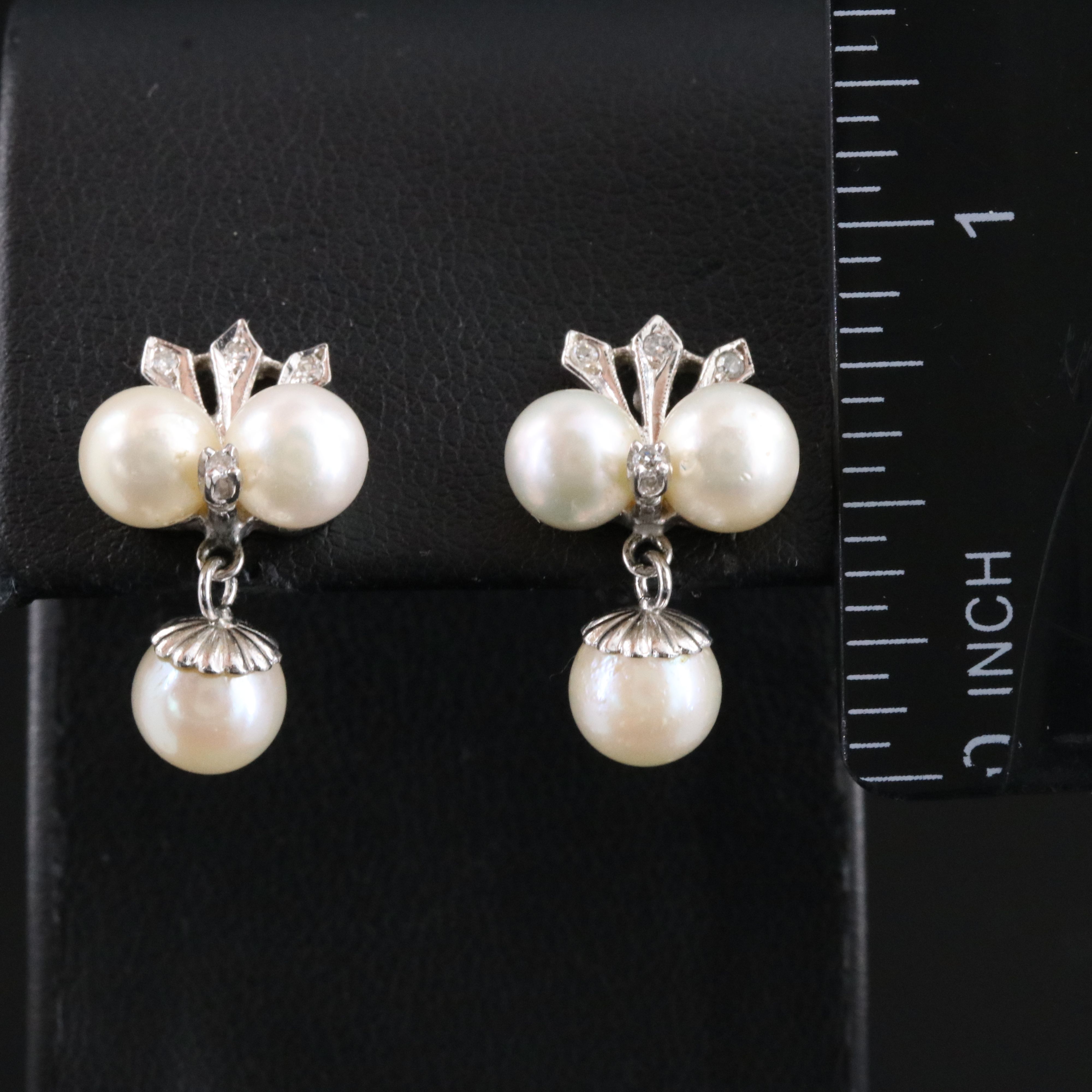14K Pearl and Diamond Earrings