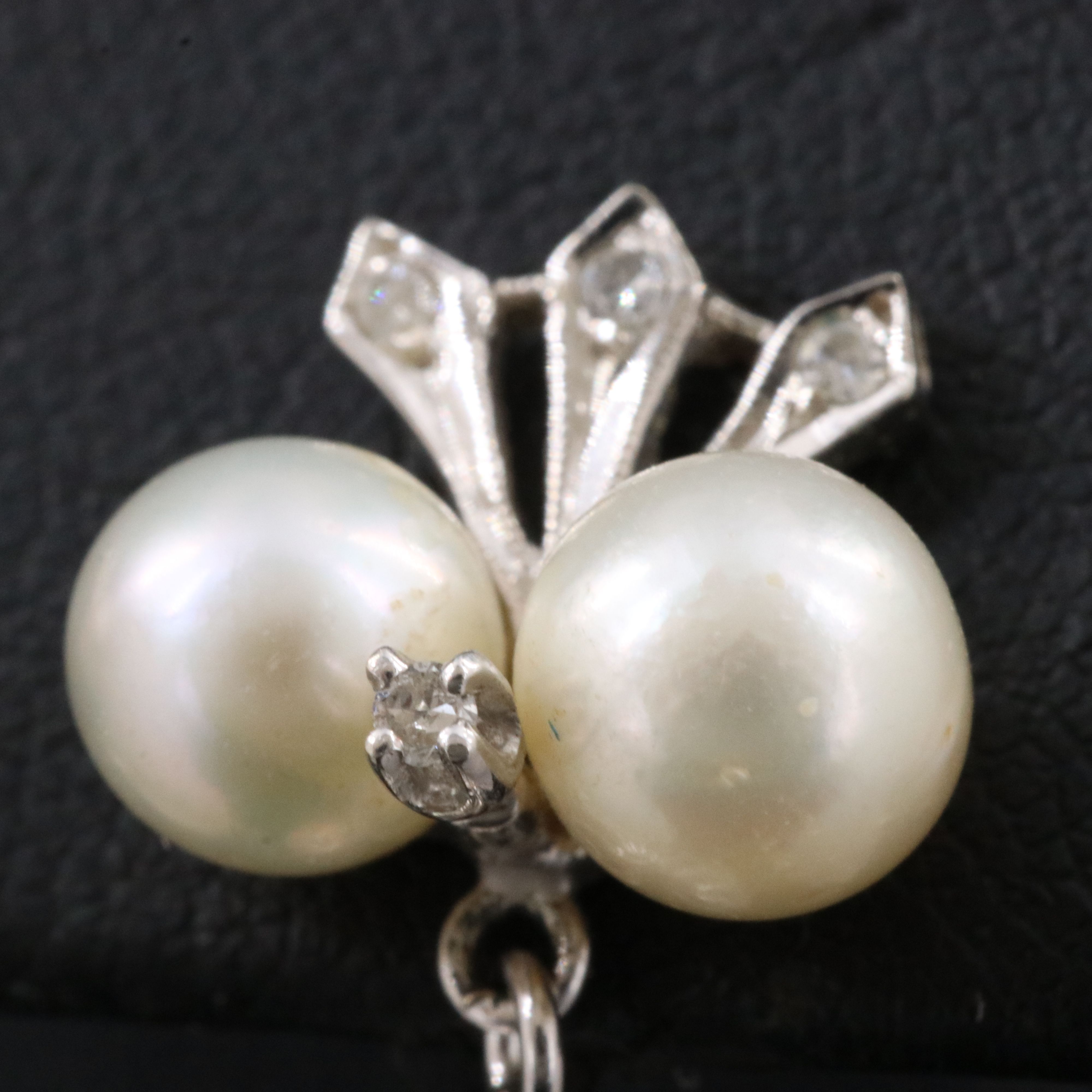 14K Pearl and Diamond Earrings