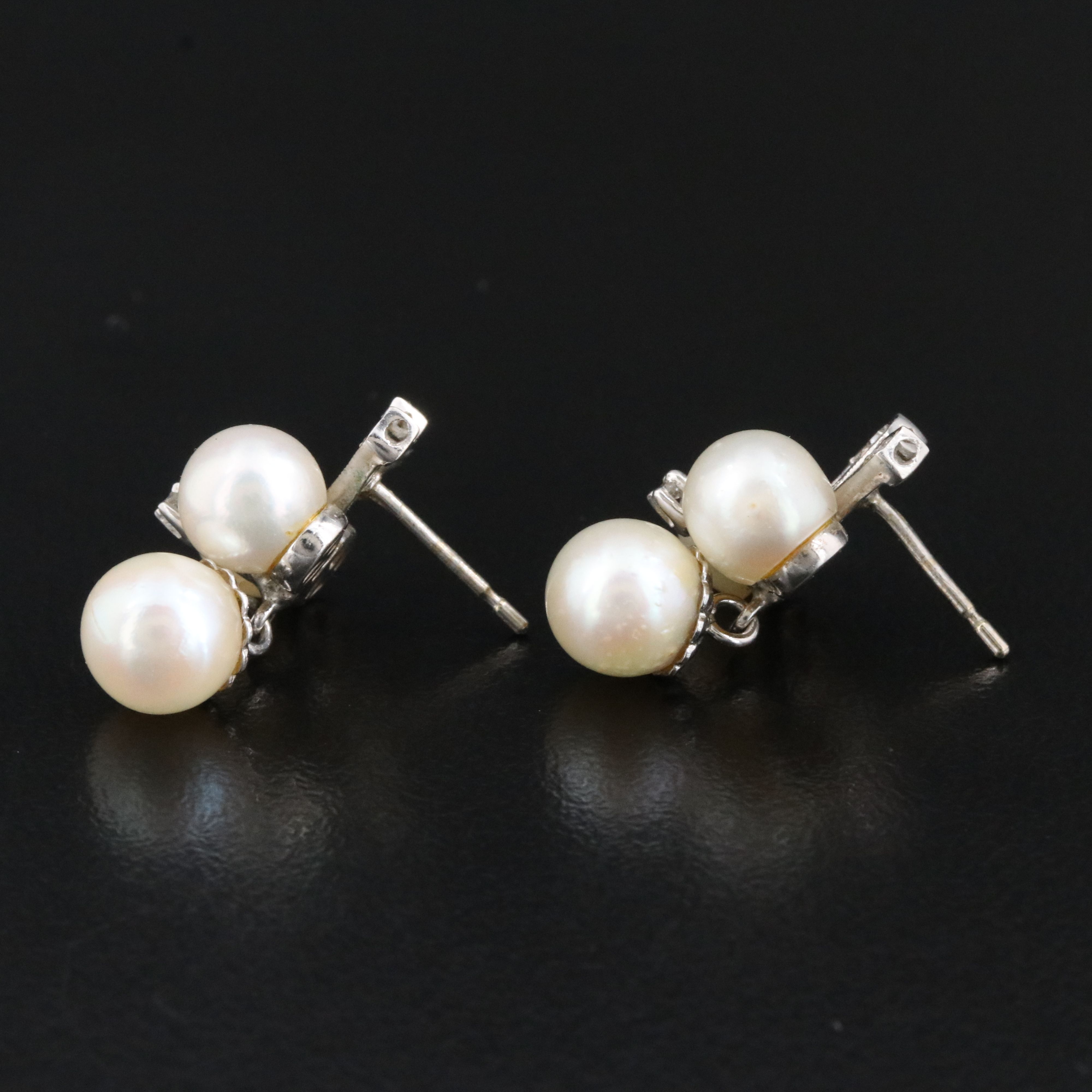 14K Pearl and Diamond Earrings