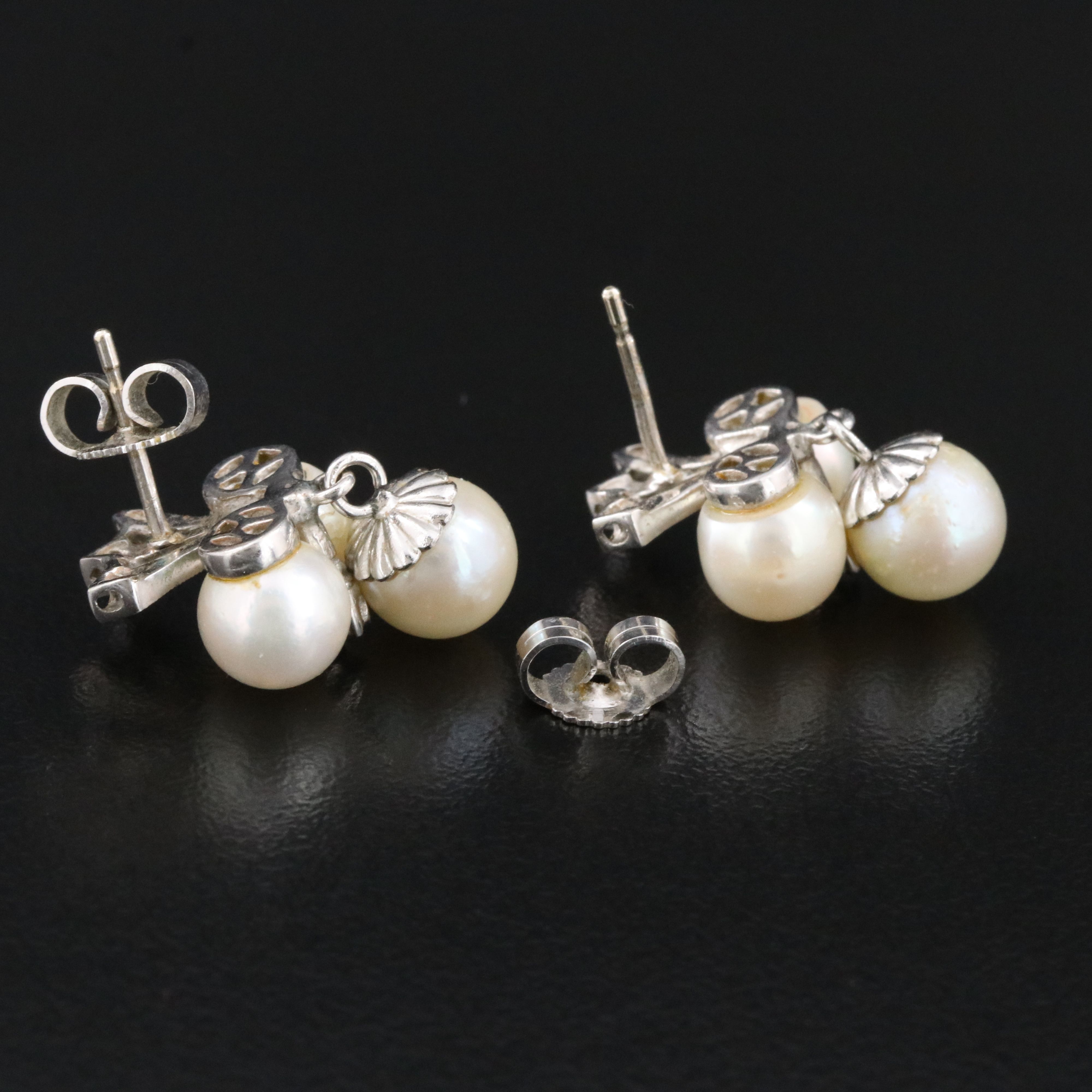 14K Pearl and Diamond Earrings