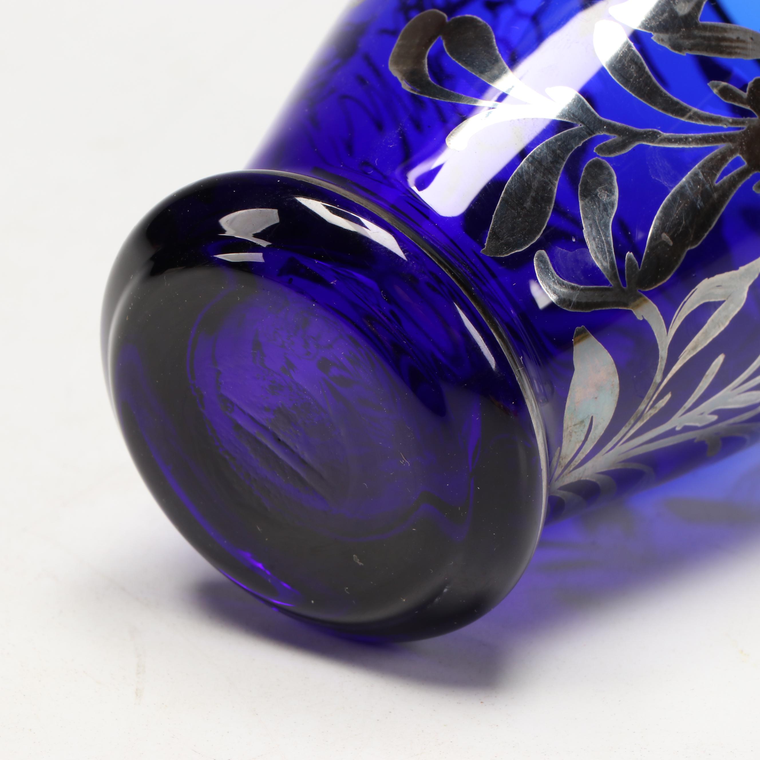 Handblown Blue Glass Chrome Finish Tumblers