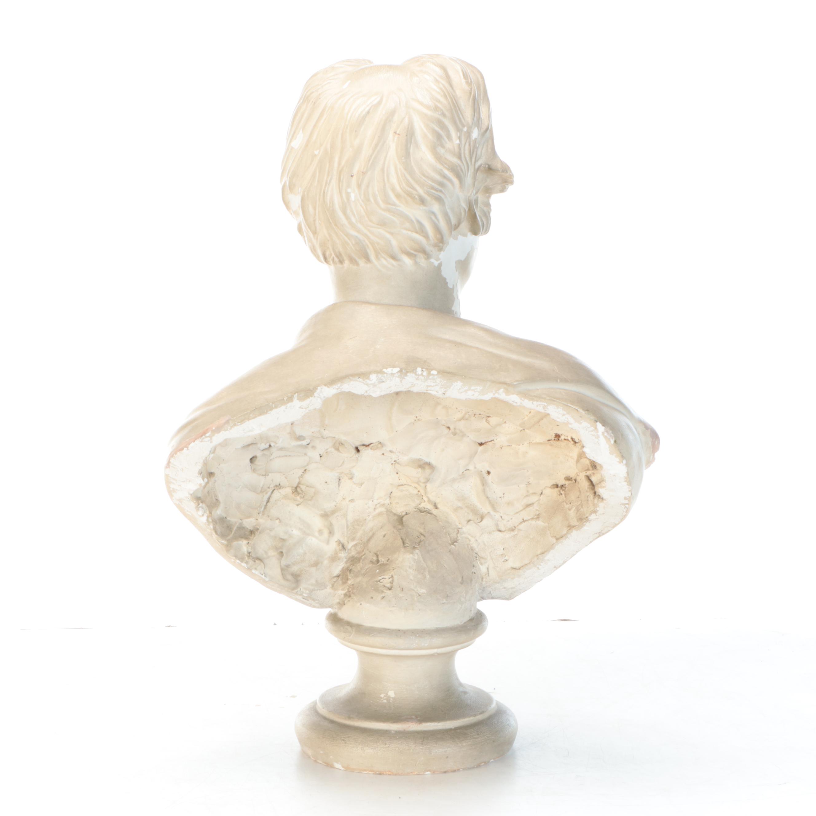 Joanna Quiner Painted Cast Plaster Bust of Man "Robert Rantoul," Circa 1841