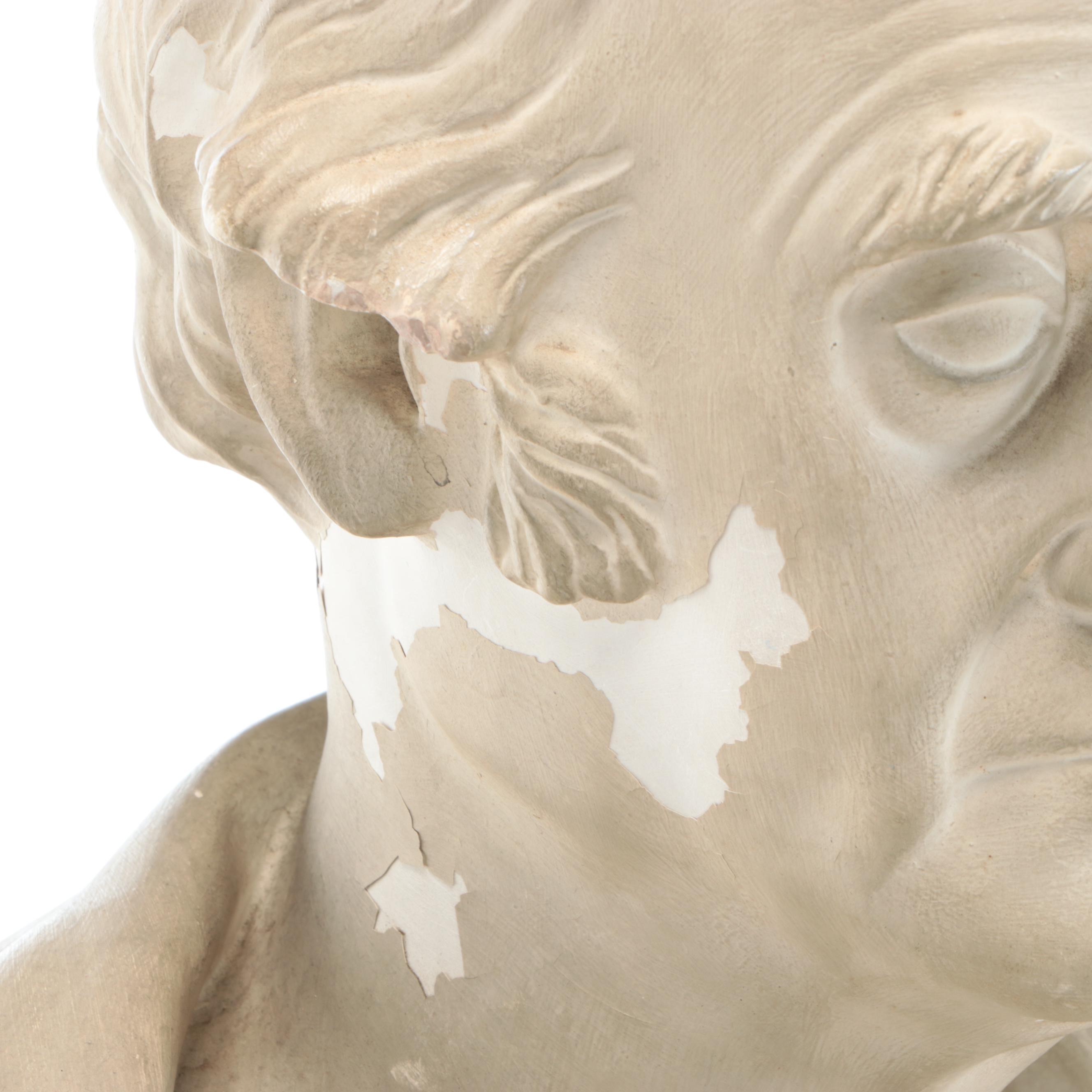 Joanna Quiner Painted Cast Plaster Bust of Man "Robert Rantoul," Circa 1841