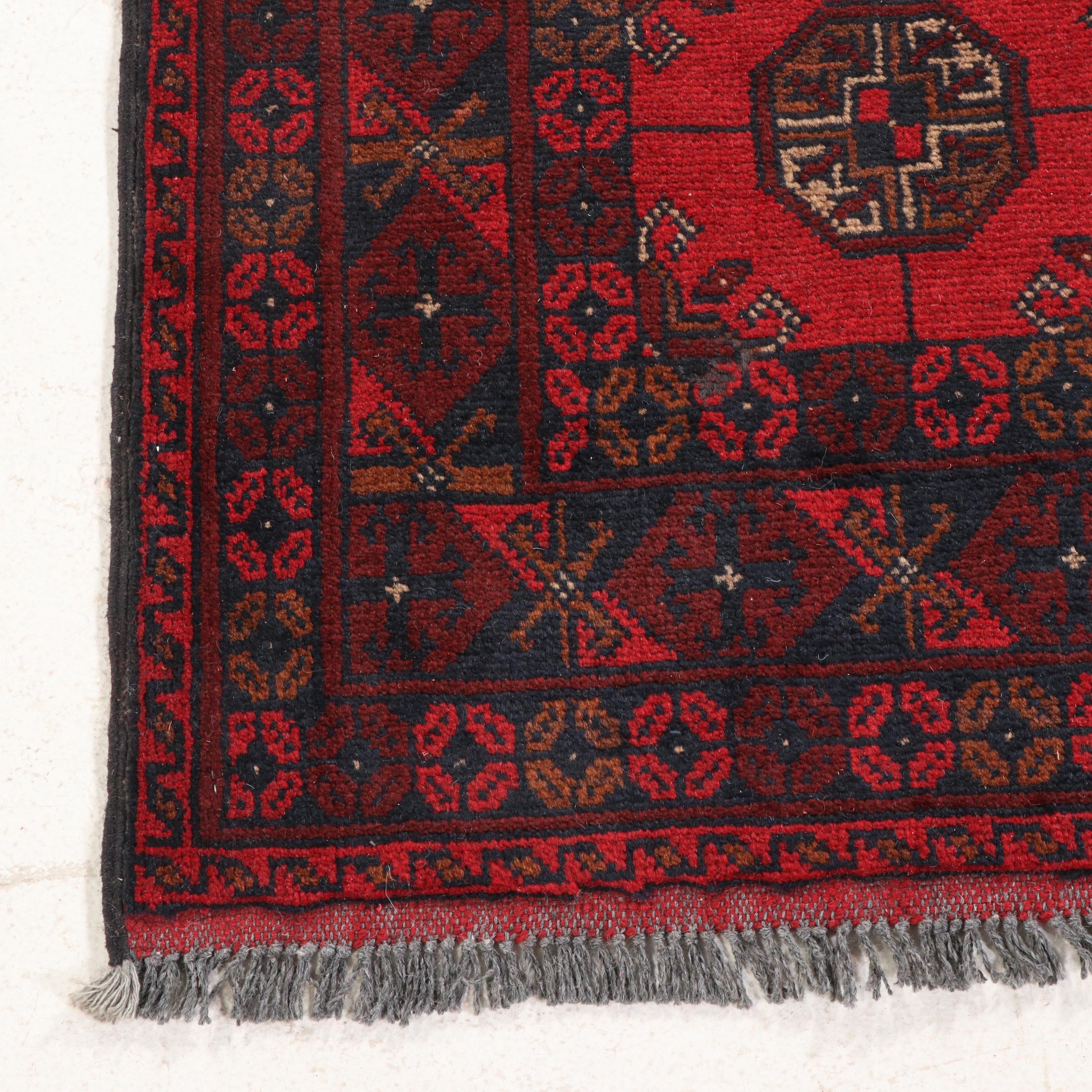 3'4 x 4'8 Hand-Knotted Afghan Tekke Bokhara Accent Rug