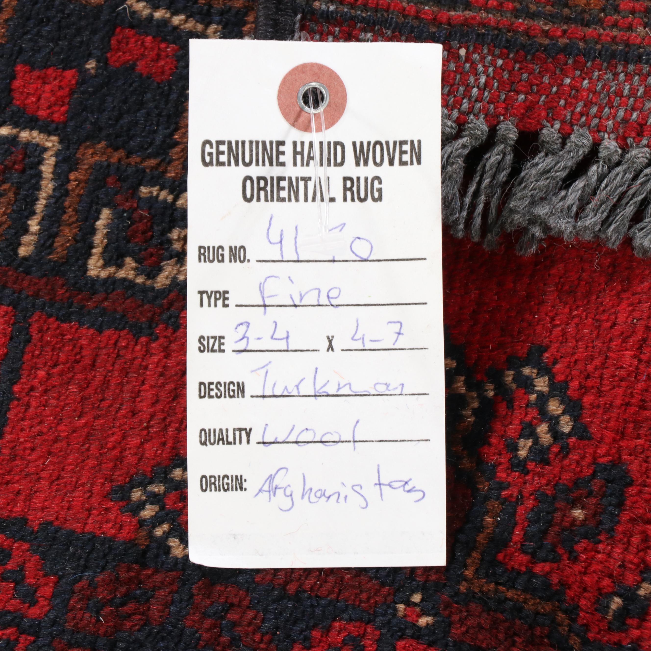 3'4 x 4'8 Hand-Knotted Afghan Tekke Bokhara Accent Rug