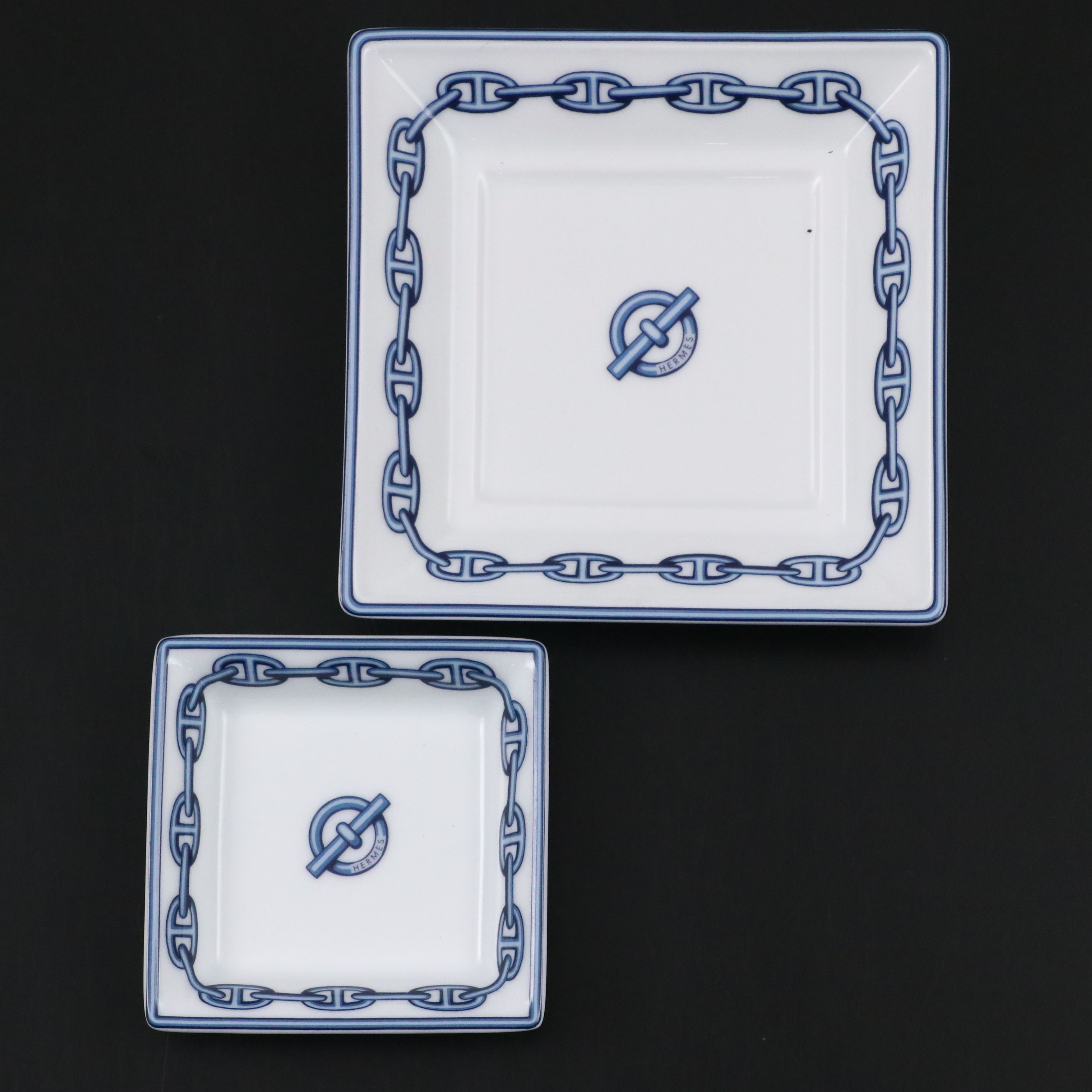 Hermès "Chaine d'Ancre" Porcelain Square Valet Trays